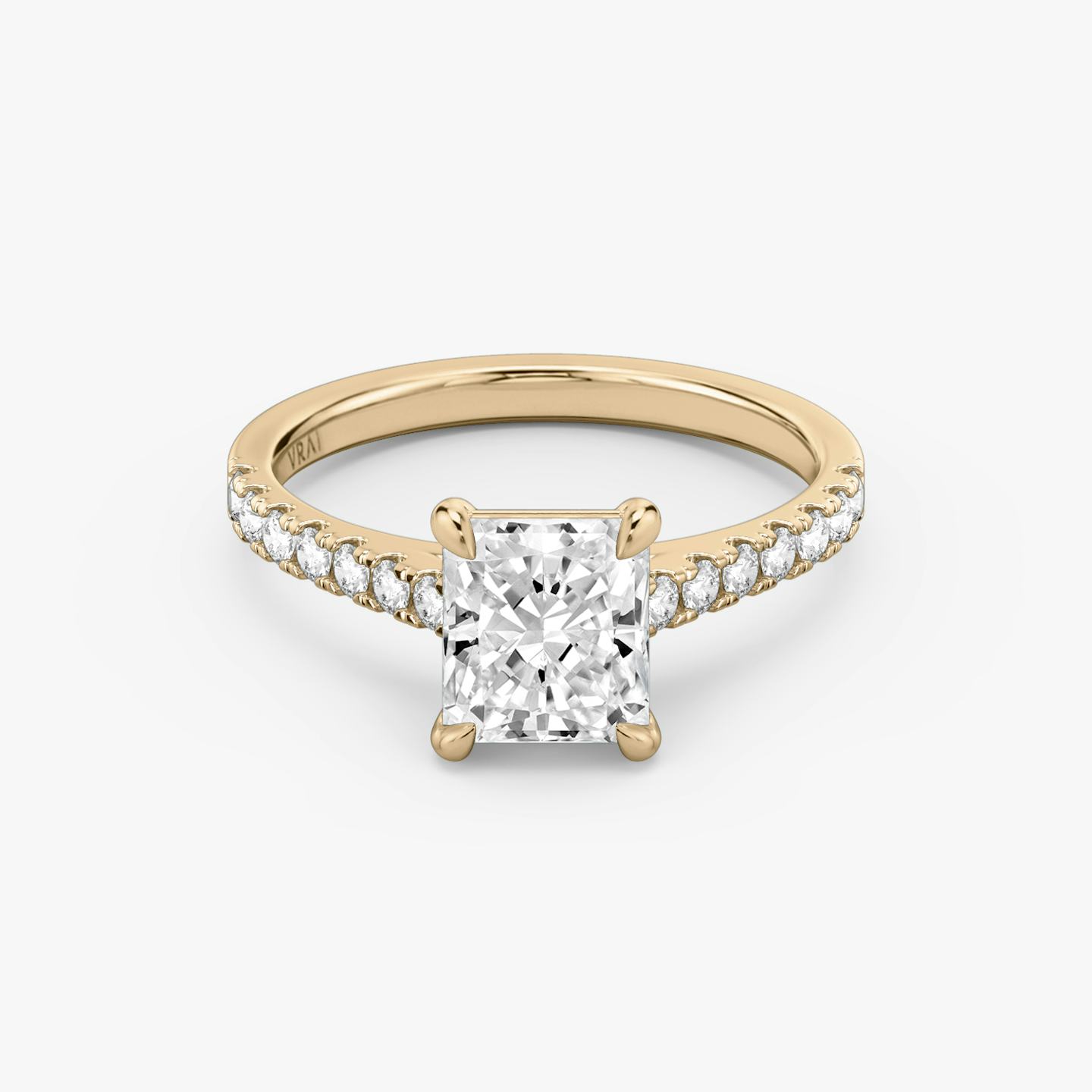 The Cathedral | Radiant | 14k | 14k Rose Gold | Band: Pavé | Diamond orientation: vertical | Carat weight: See full inventory