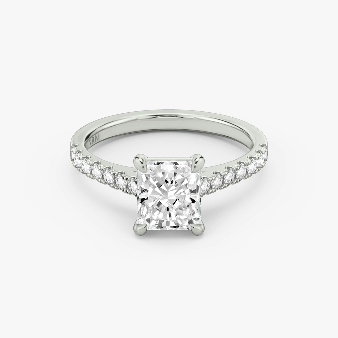 The Cathedral | radiant | 18k | white-gold | bandAccent: pave | diamondOrientation: vertical | caratWeight: other
