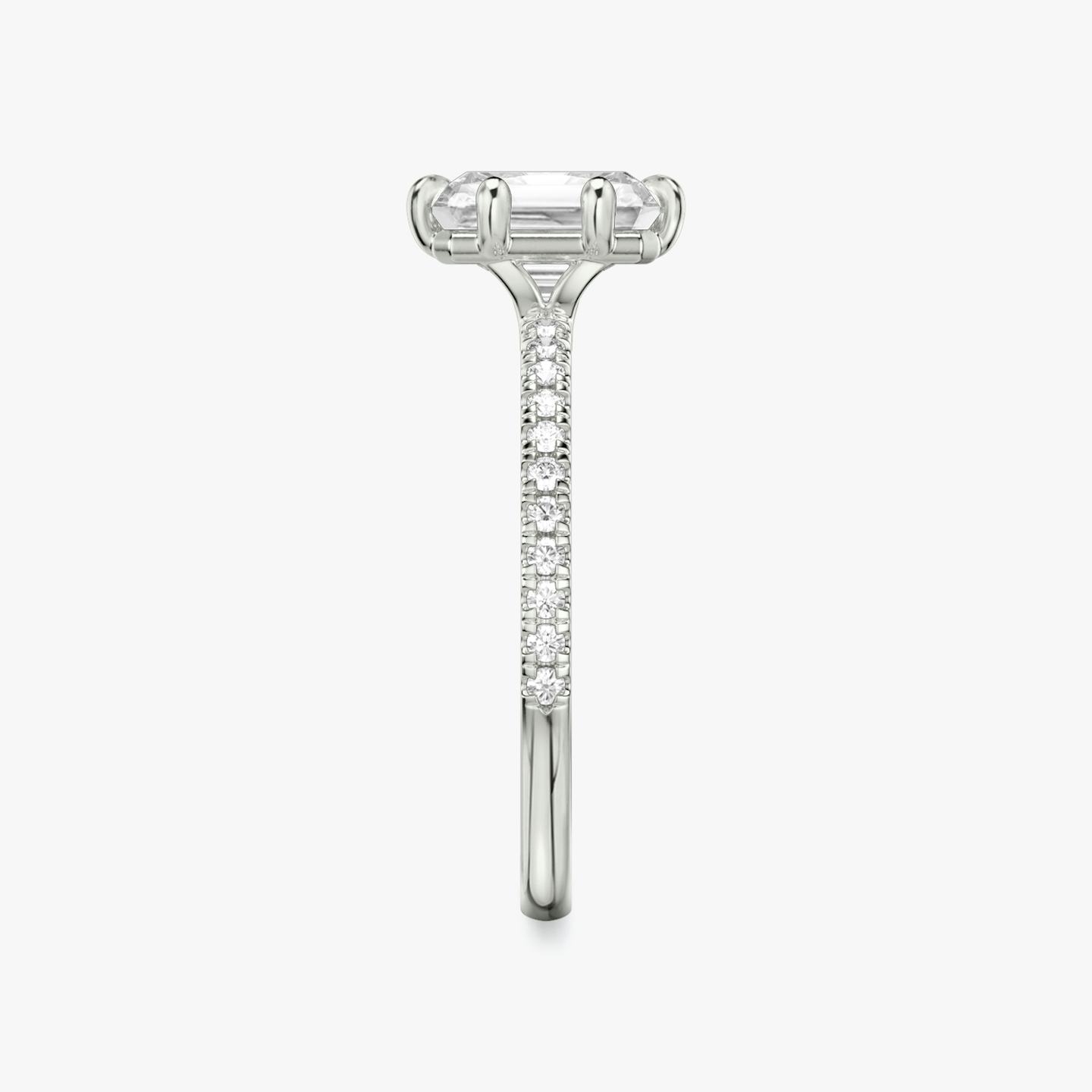 The Signature 6 Prong | Radiant | Platinum | Band: Pavé | Diamond orientation: vertical | Carat weight: See full inventory