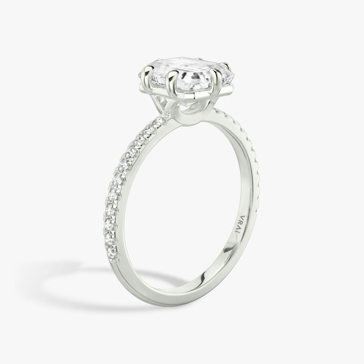 The Signature 6 Prong | Radiant | 18k | 18k White Gold | Band: Pavé | Diamond orientation: vertical | Carat weight: See full inventory
