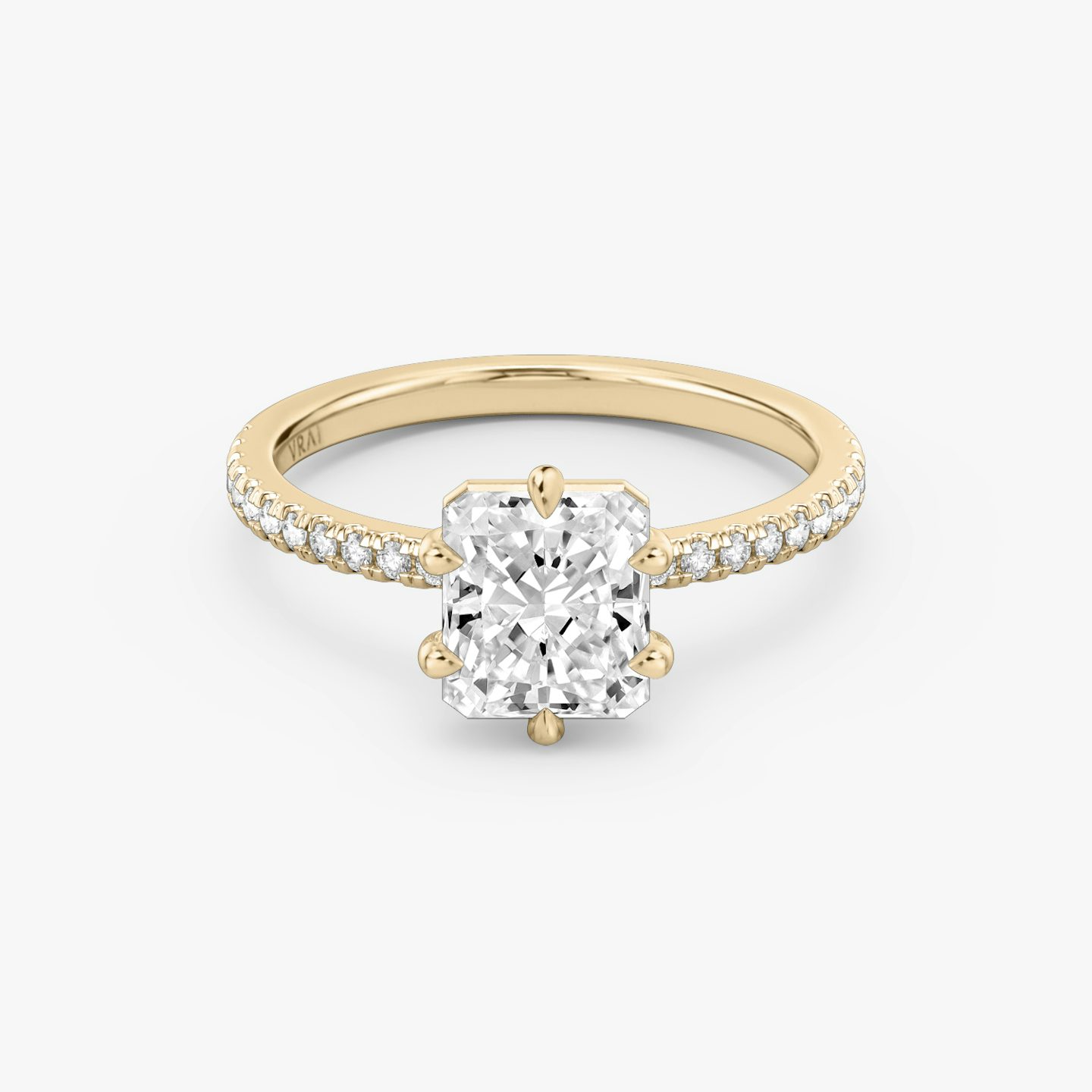 The Signature 6 Prong | Radiant | 14k | 14k Rose Gold | Band: Pavé | Diamond orientation: vertical | Carat weight: See full inventory