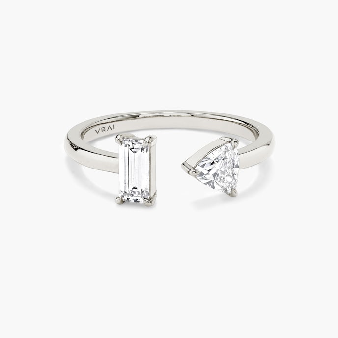 Mixed Cuff RingBaguette and Trillion | White Gold