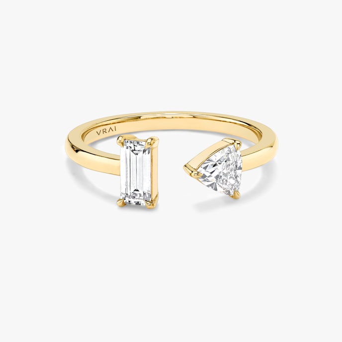 Mixed Cuff RingBaguette and Trillion | Yellow Gold