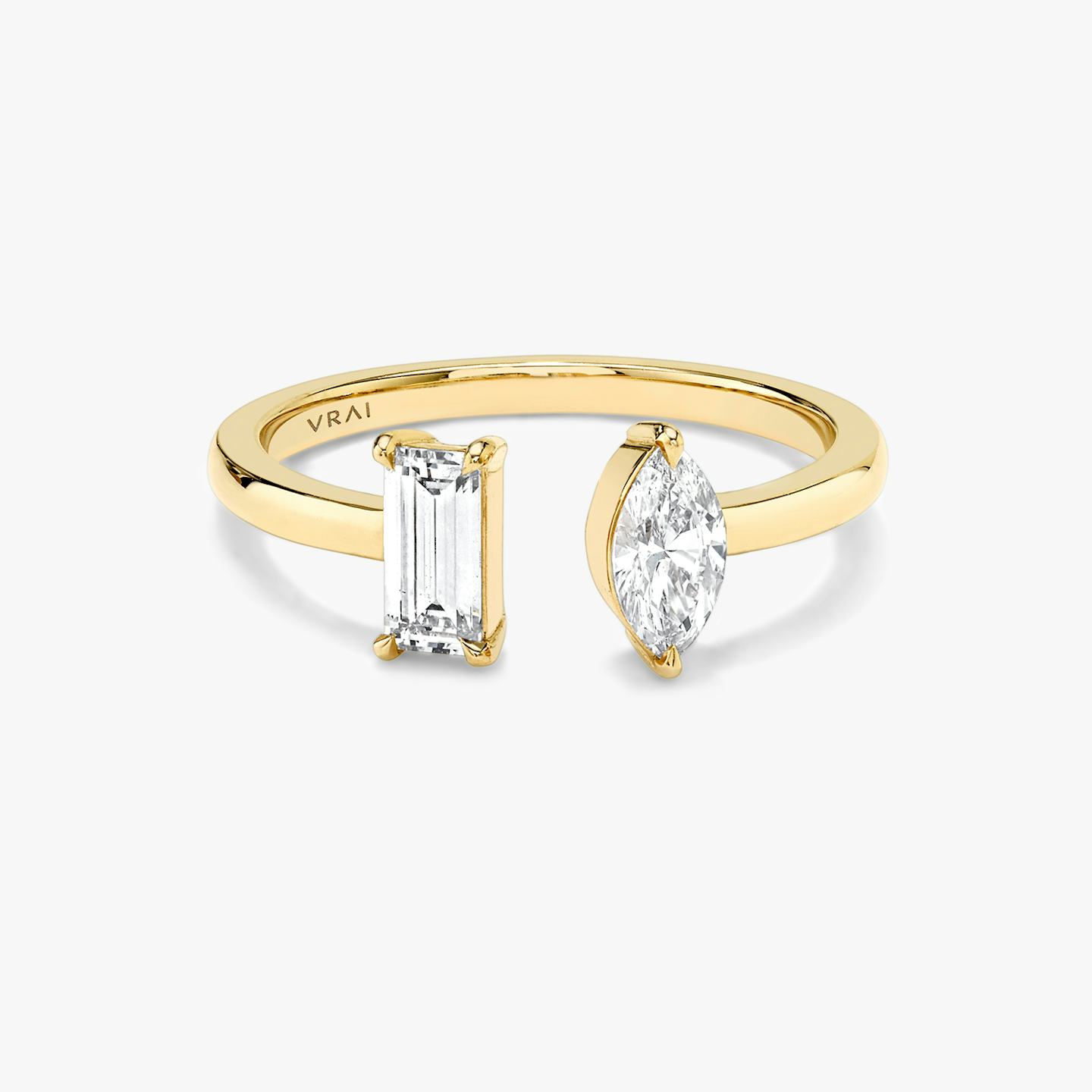 Mixed Cuff Ring | Baguette and Marquise | 14k | 18k Yellow Gold