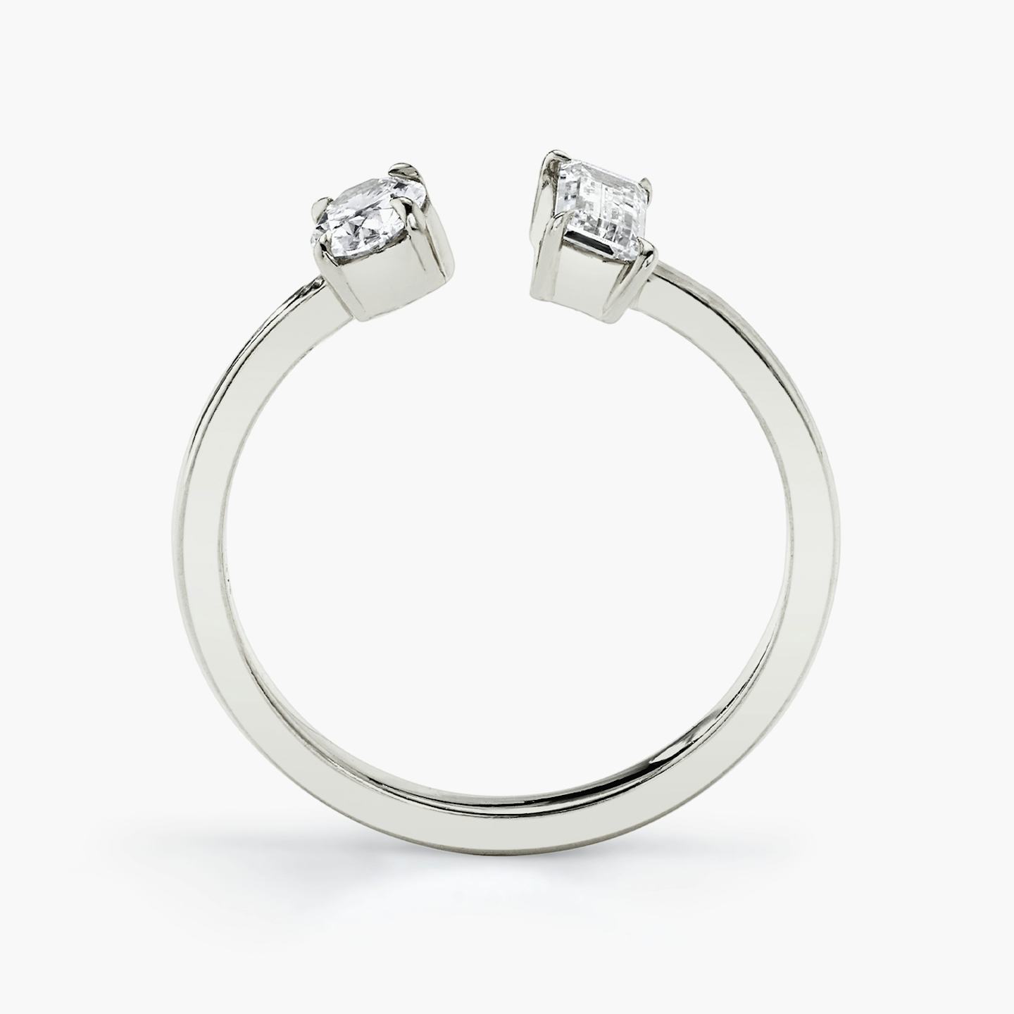 Mixed Cuff Ring | Baguette and Oval | 14k | 18k White Gold