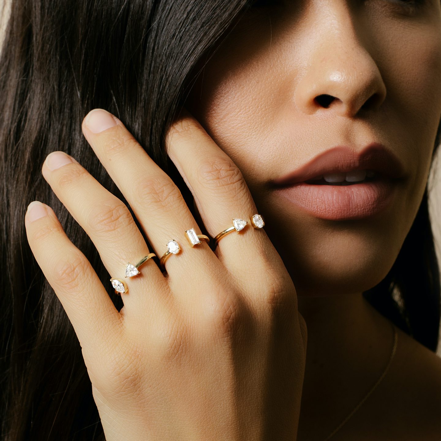 Unique Cuff Rings Mixed Cuff Ring | Two Stone Lab-Grown Diamond Ring | VRAI