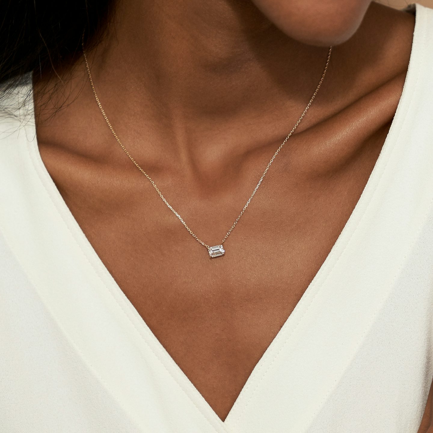 VRAI Solitaire Necklace | Emerald | 14k | 14k Rose Gold | Carat weight: 1