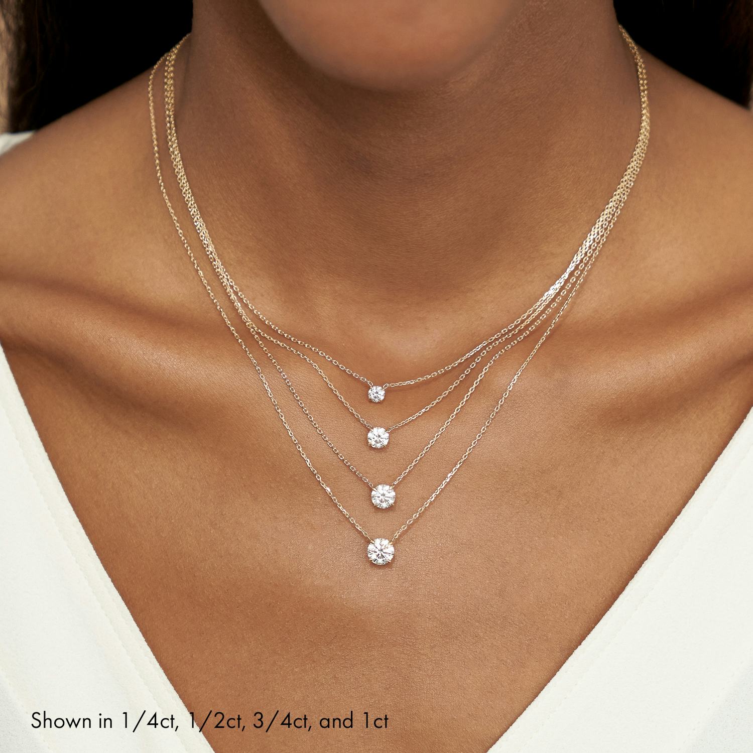 VRAI V Solitaire Round Brilliant Necklaces