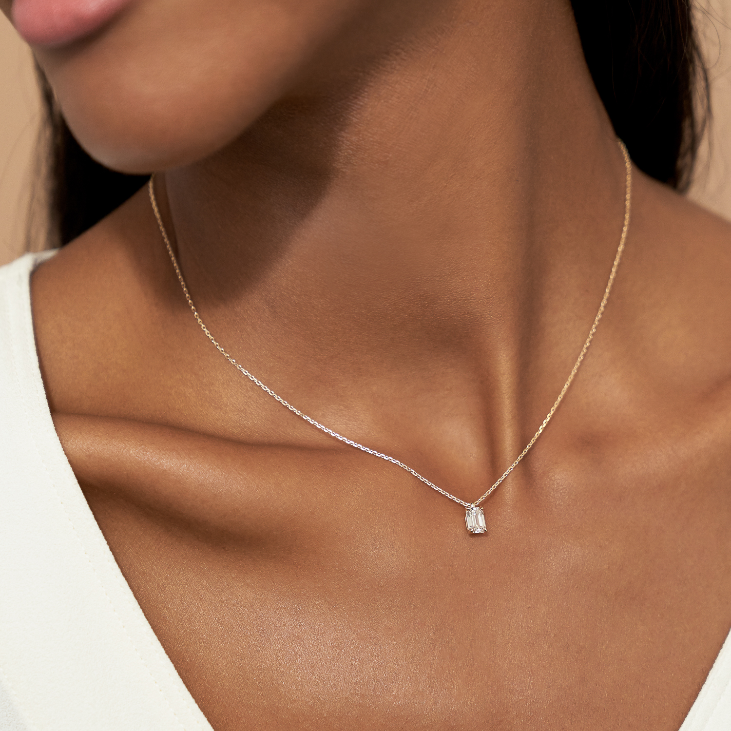 1 Carat Pear Created Diamond Solitaire Pendant – 14K Yellow Gold, 18" Box Chain Necklace