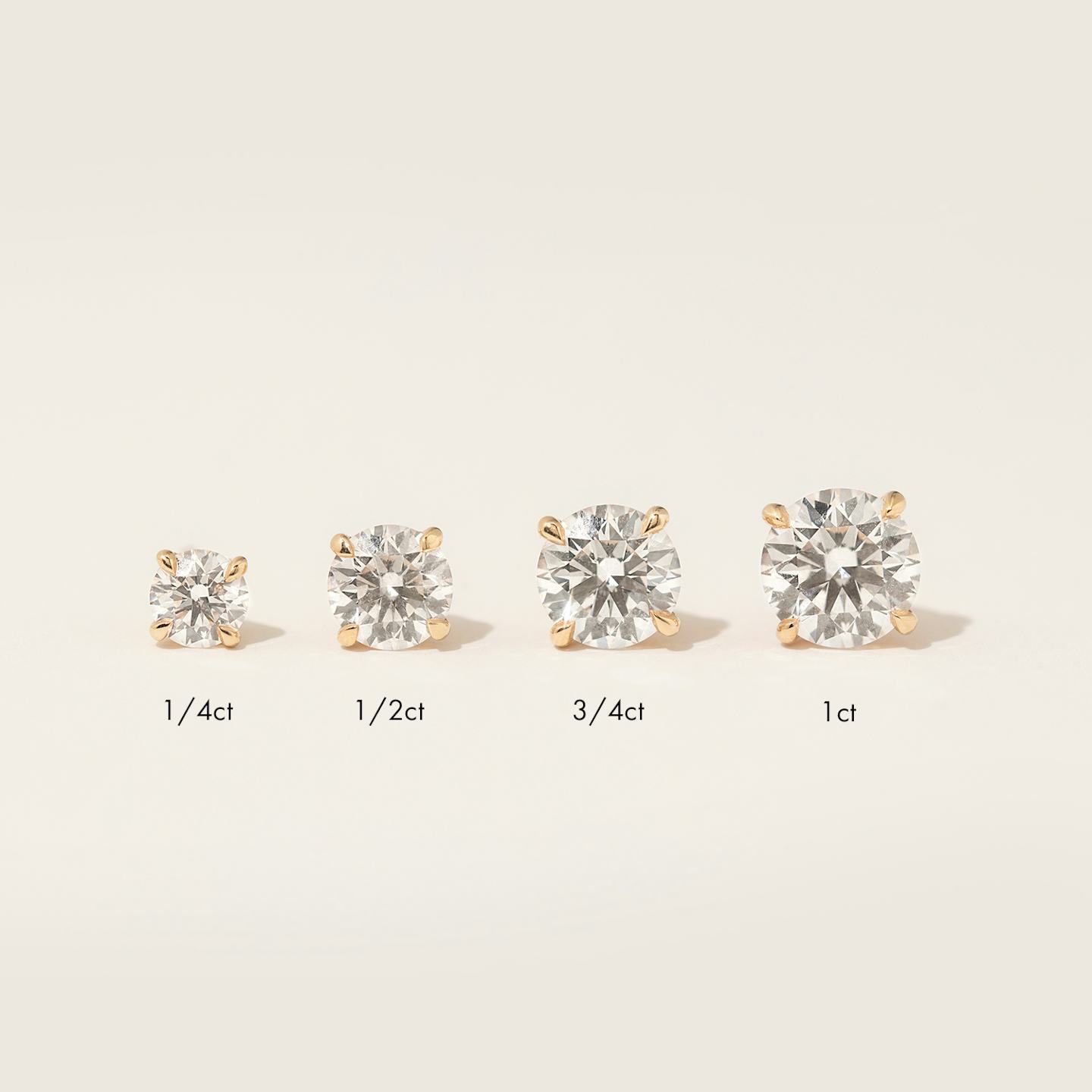 VRAI Solitaire Stud | Round Brilliant | 14k | 18k Yellow Gold | Carat weight: See full inventory