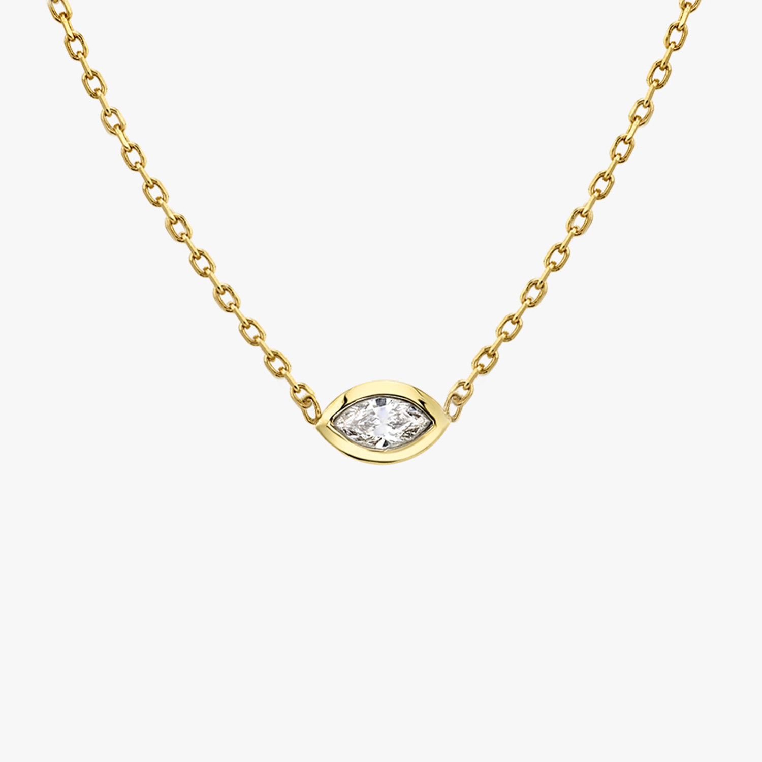 Round Bezel Diamond Necklace 14K | LeMel – LeMel