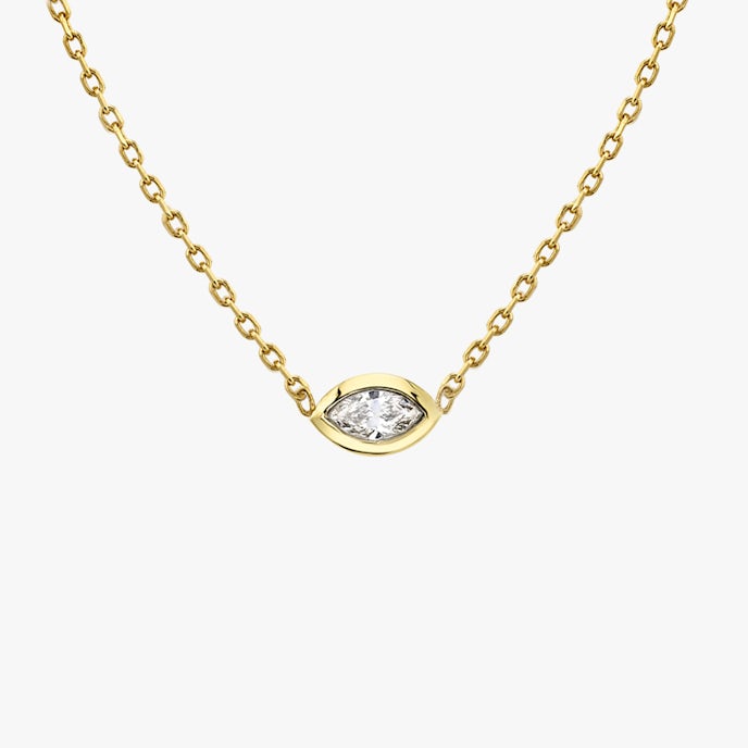 Knife-Edge Bezel NecklaceMarquise | Yellow Gold