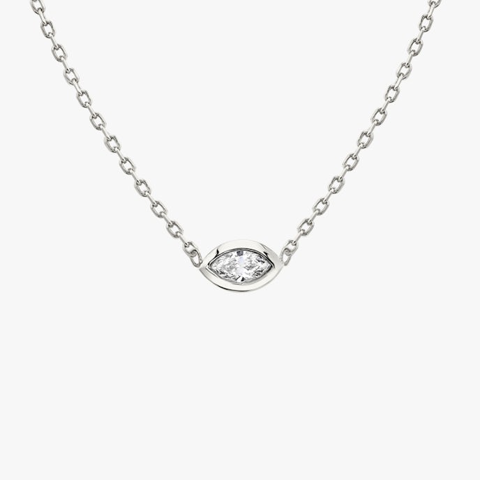 Knife-Edge Bezel NecklaceMarquise | White Gold