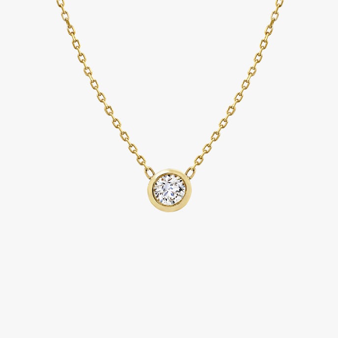 Collier Knife-Edge Bezel Rond Brillant | Yellow Gold