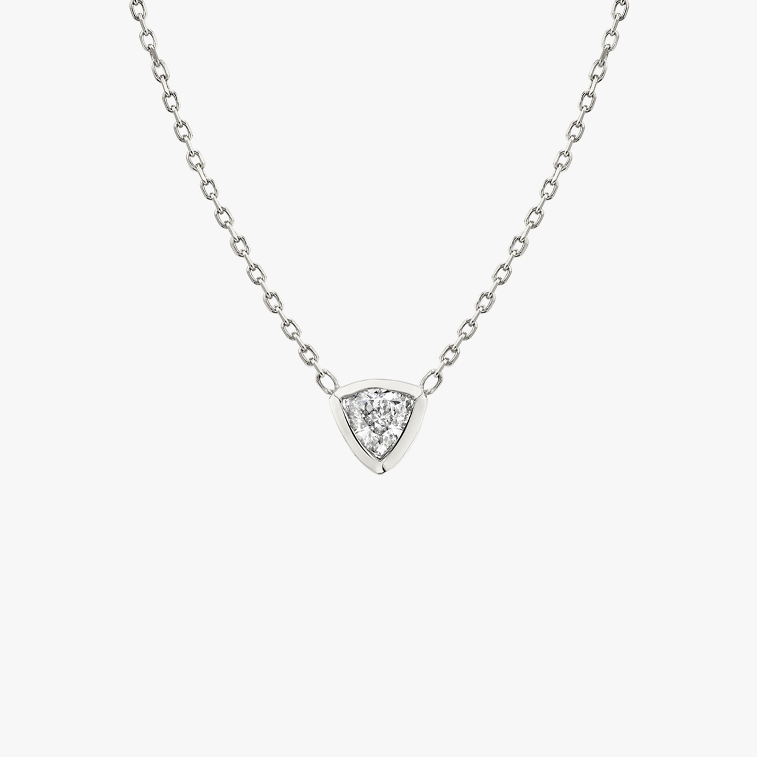 VRAI Knife-Edge Bezel Trillion Necklaces | 14K White Gold