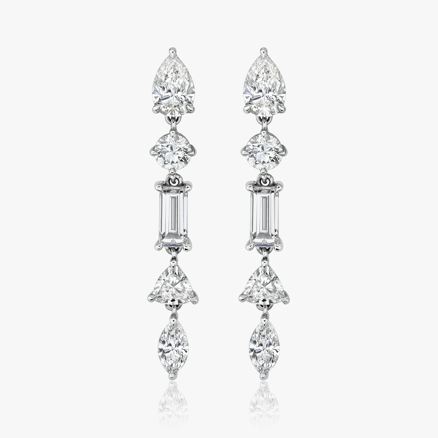 Mixed Drop Earring | pear+round-brilliant+baguette+trillion+marquise | 14k | 18k White Gold