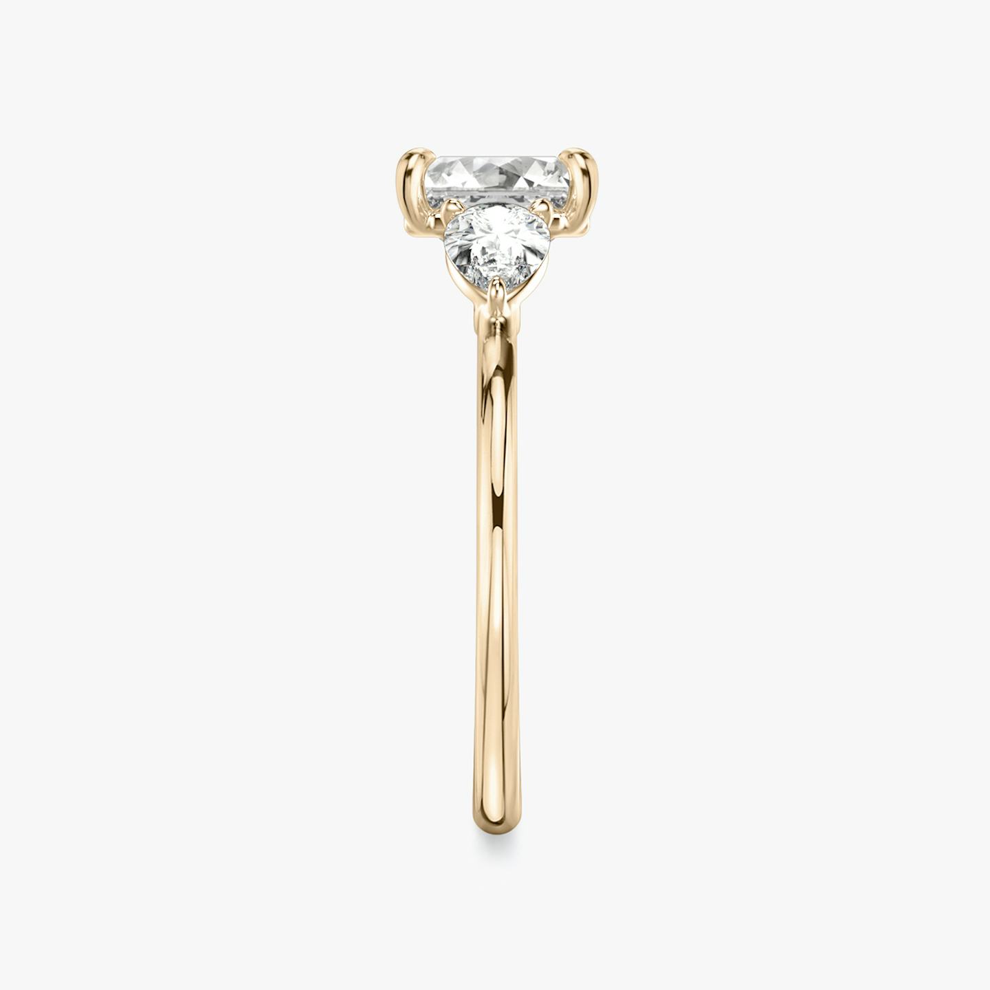 The Three Stone | Asscher | 14k | 14k Rose Gold | Band: Plain | Side stone carat: 1/4 | Side stone shape: Pear | Diamond orientation: vertical | Carat weight: See full inventory