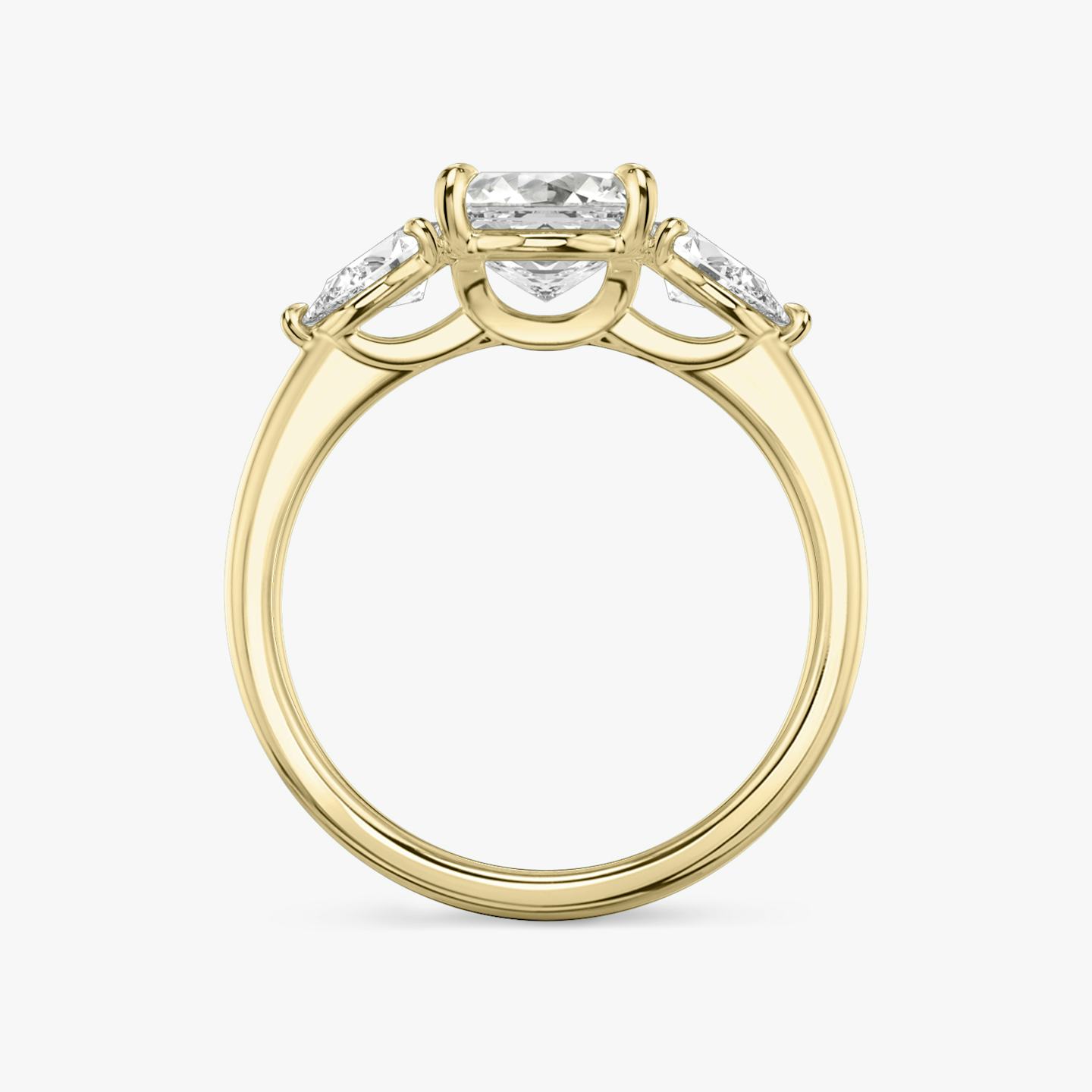 The Three Stone | Asscher | 18k | 18k Yellow Gold | Band: Plain | Side stone carat: 1/4 | Side stone shape: Pear | Diamond orientation: vertical | Carat weight: See full inventory