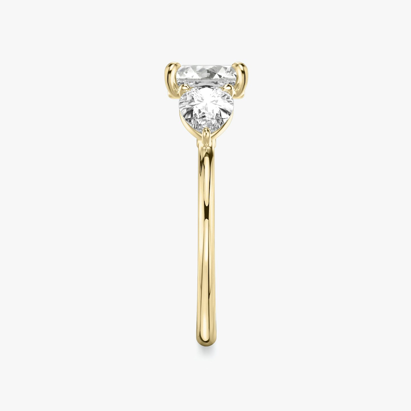 The Three Stone | Asscher | 18k | 18k Yellow Gold | Band: Plain | Side stone carat: 1/2 | Side stone shape: Pear | Diamond orientation: vertical | Carat weight: See full inventory