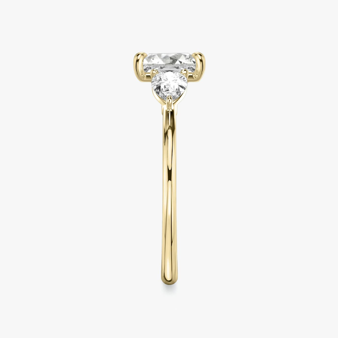 The Three Stone | Princess | 18k | 18k Yellow Gold | Band: Plain | Side stone carat: 1/4 | Side stone shape: Pear | Diamond orientation: vertical | Carat weight: See full inventory