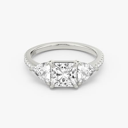 three stone princess trillion 0 50ct pave white gold