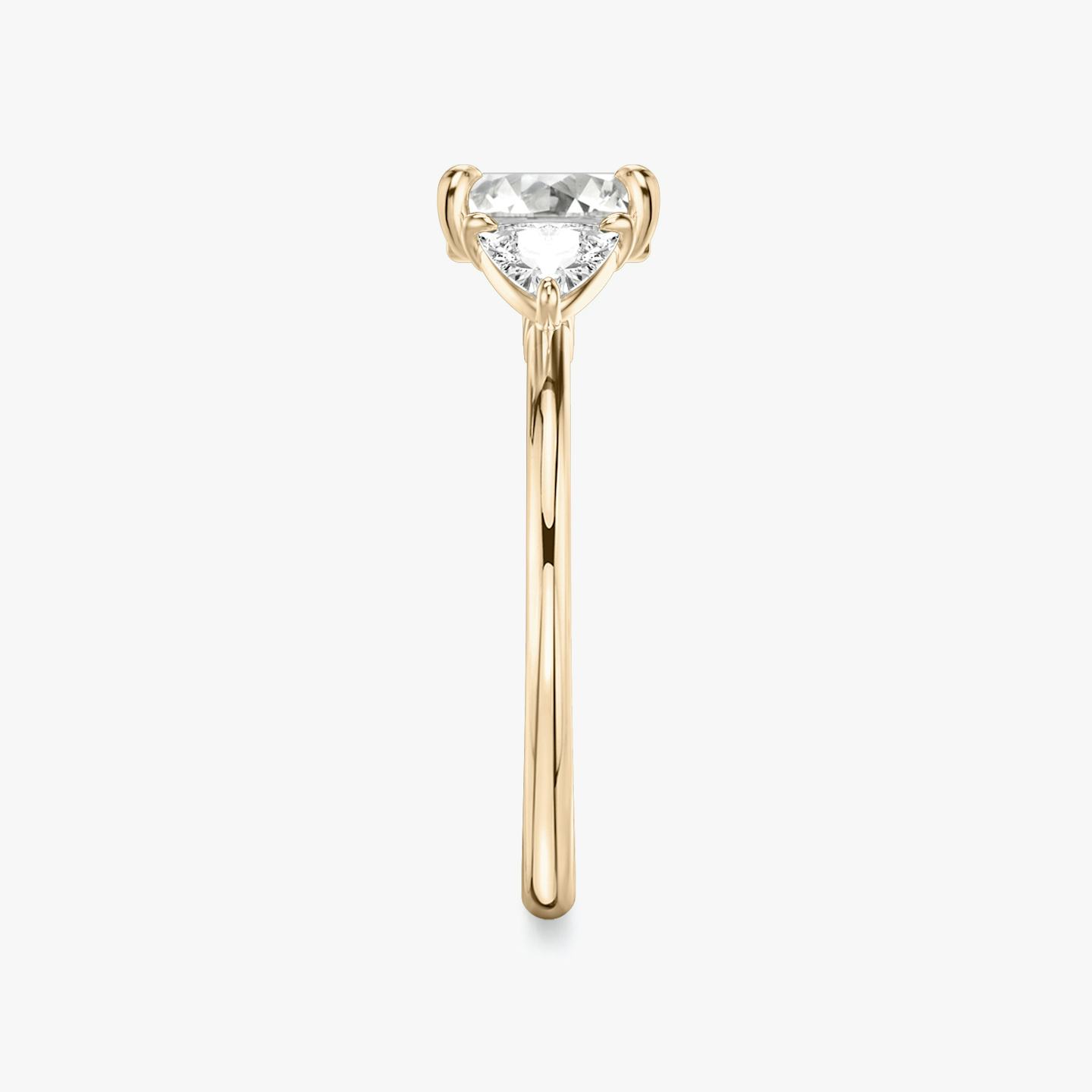 The Three Stone | Asscher | 14k | 14k Rose Gold | Band: Plain | Side stone carat: 1/4 | Side stone shape: Trillion | Diamond orientation: vertical | Carat weight: See full inventory