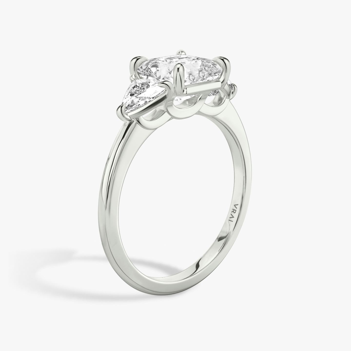 The Three Stone | Asscher | 18k | 18k White Gold | Band: Plain | Side stone carat: 1/4 | Side stone shape: Trillion | Diamond orientation: vertical | Carat weight: See full inventory