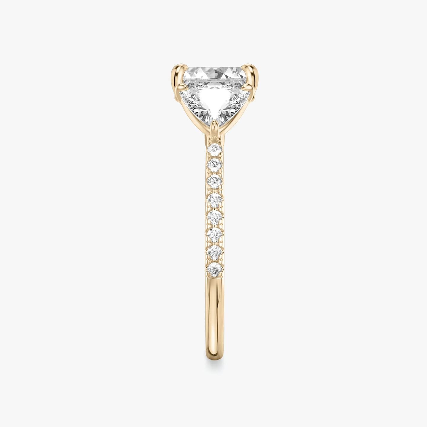 The Three Stone | Asscher | 14k | 14k Rose Gold | Band: Pavé | Side stone carat: 1/2 | Side stone shape: Trillion | Diamond orientation: vertical | Carat weight: See full inventory