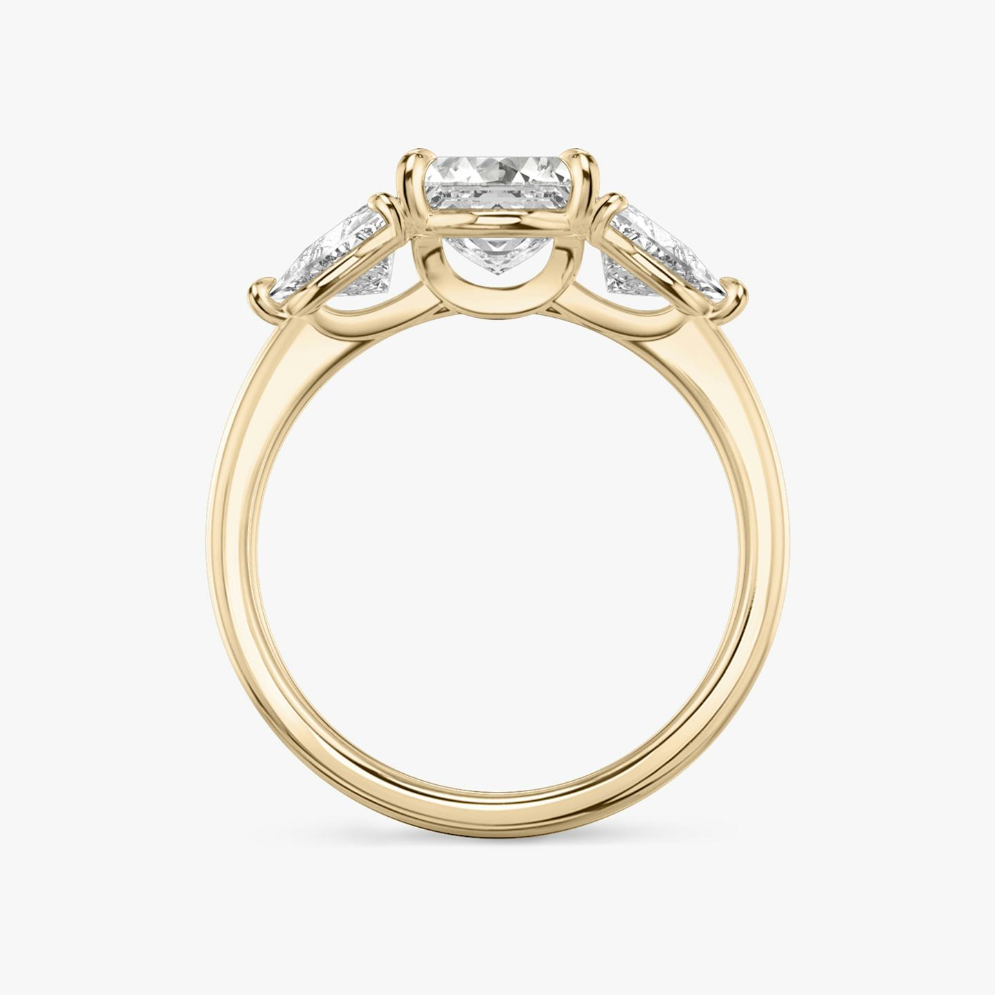 The Three Stone | Asscher | 14k | 14k Rose Gold | Band: Plain | Side stone carat: 1/2 | Side stone shape: Trillion | Diamond orientation: vertical | Carat weight: See full inventory