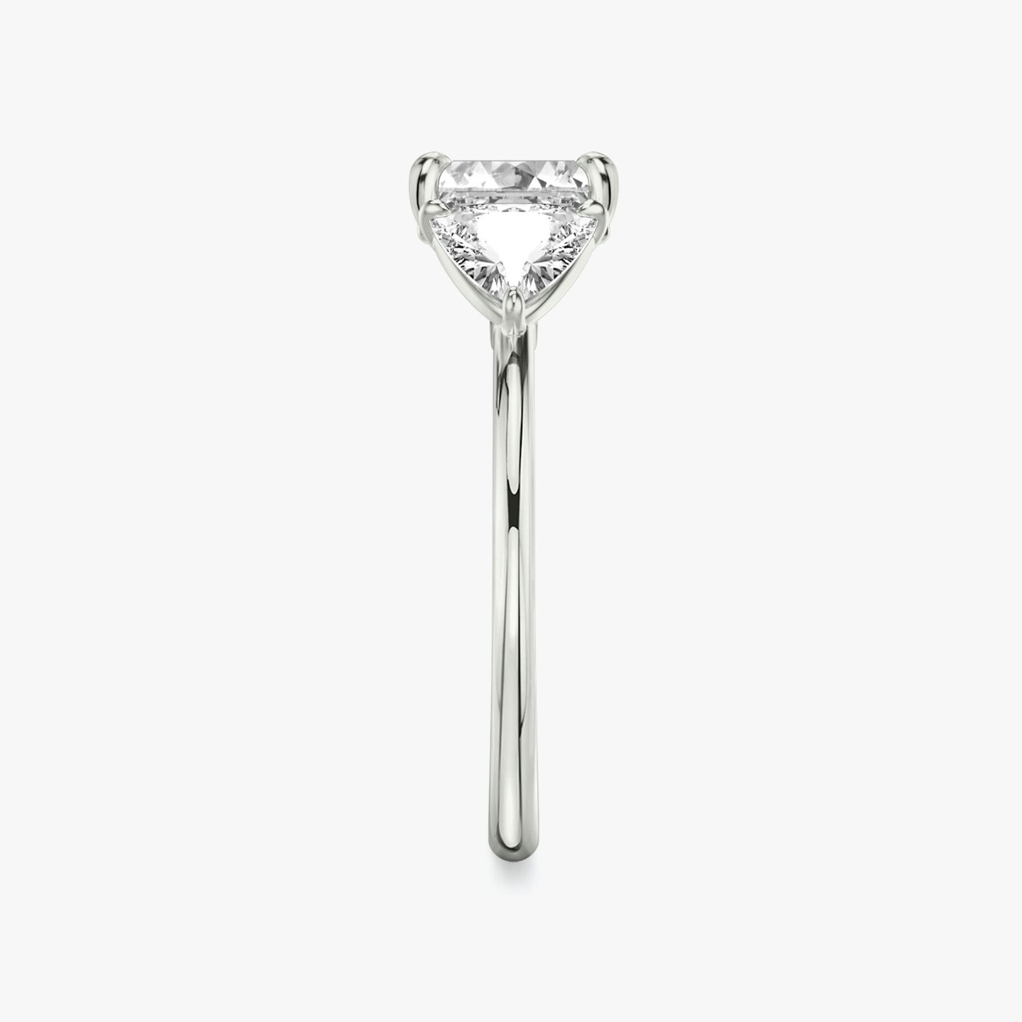 The Three Stone | Asscher | 18k | 18k White Gold | Band: Plain | Side stone carat: 1/2 | Side stone shape: Trillion | Diamond orientation: vertical | Carat weight: See full inventory