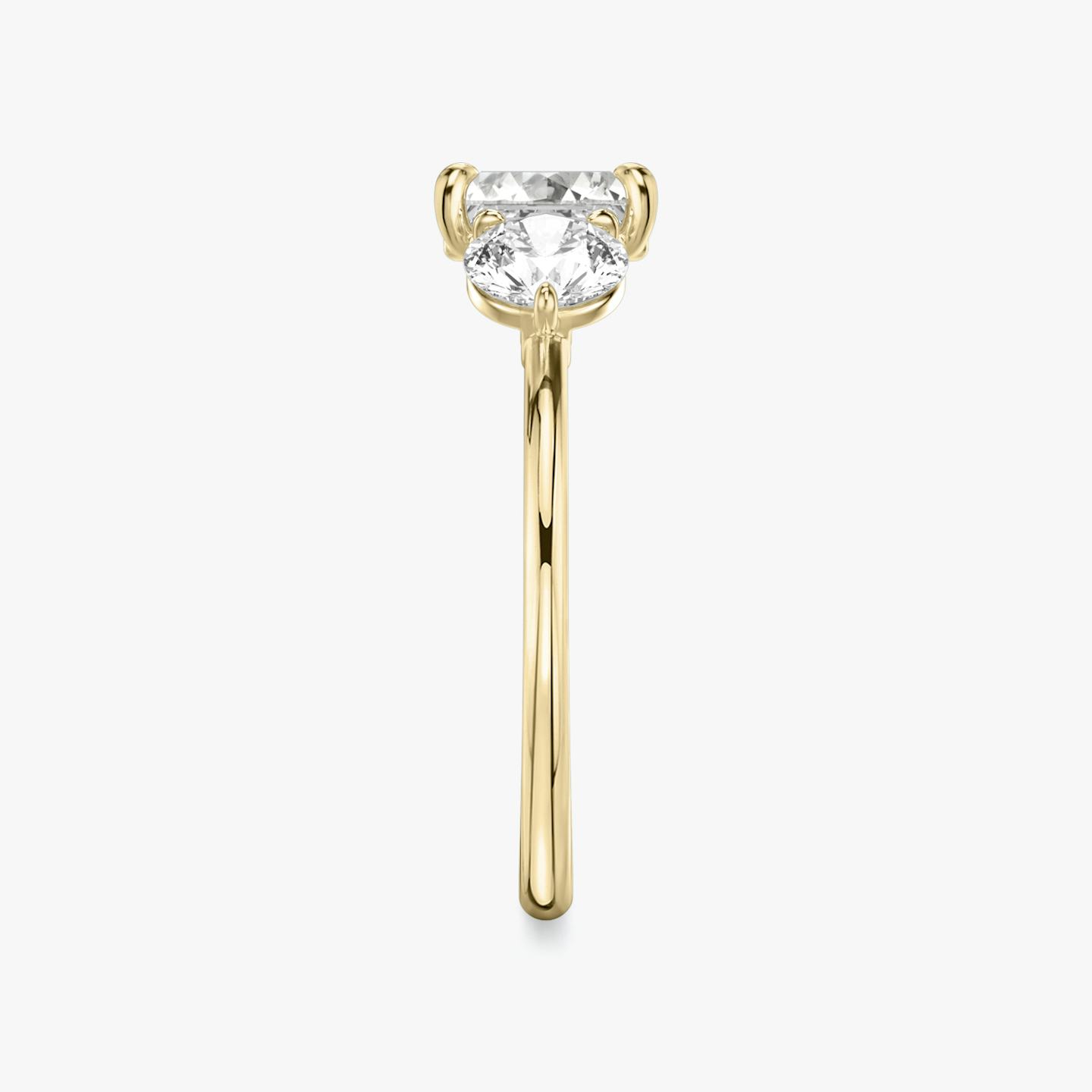 The Three Stone | Asscher | 18k | 18k Yellow Gold | Band: Plain | Side stone carat: 1/2 | Side stone shape: Round Brilliant | Diamond orientation: vertical | Carat weight: See full inventory