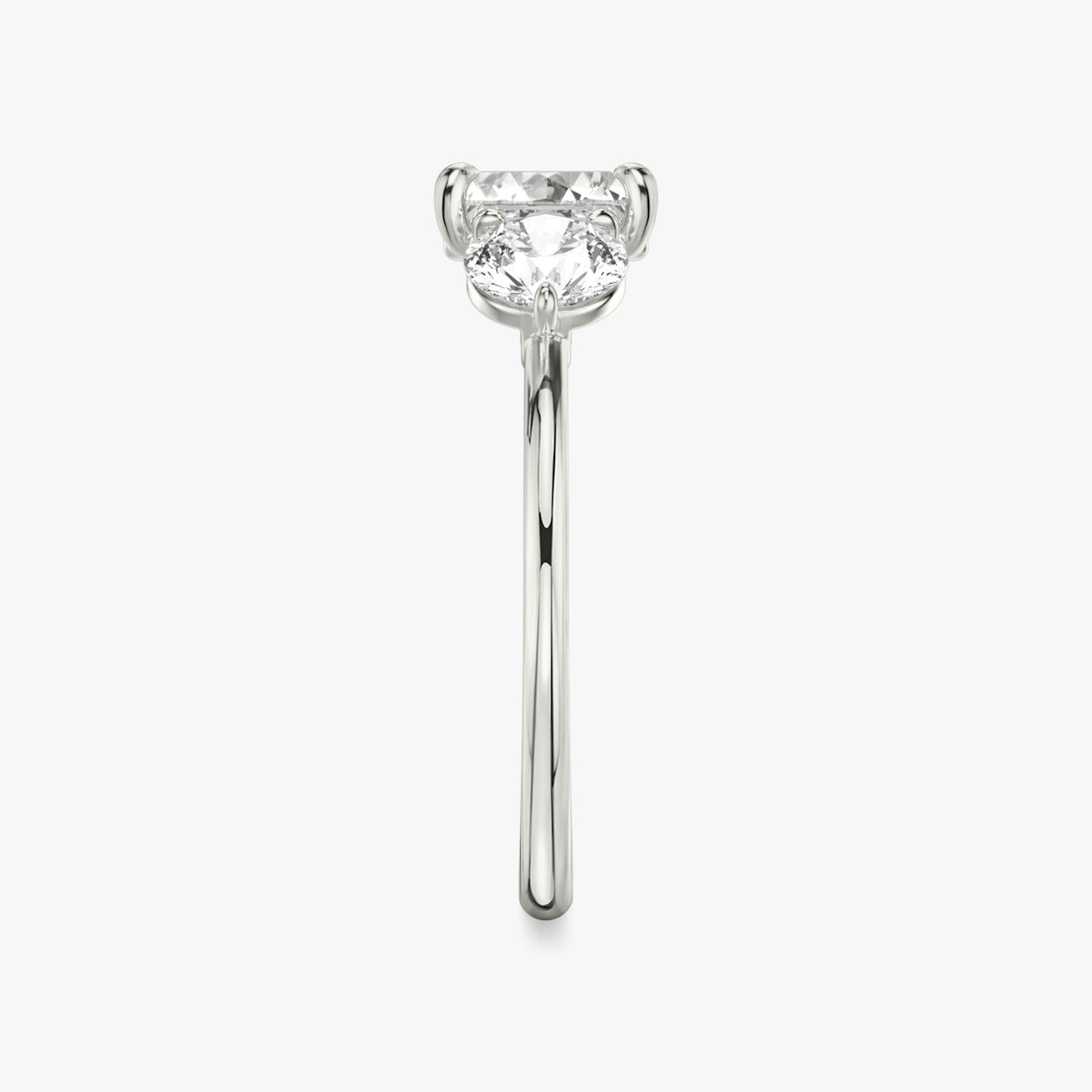 The Three Stone | Asscher | 18k | 18k White Gold | Band: Plain | Side stone carat: 1/2 | Side stone shape: Round Brilliant | Diamond orientation: vertical | Carat weight: See full inventory