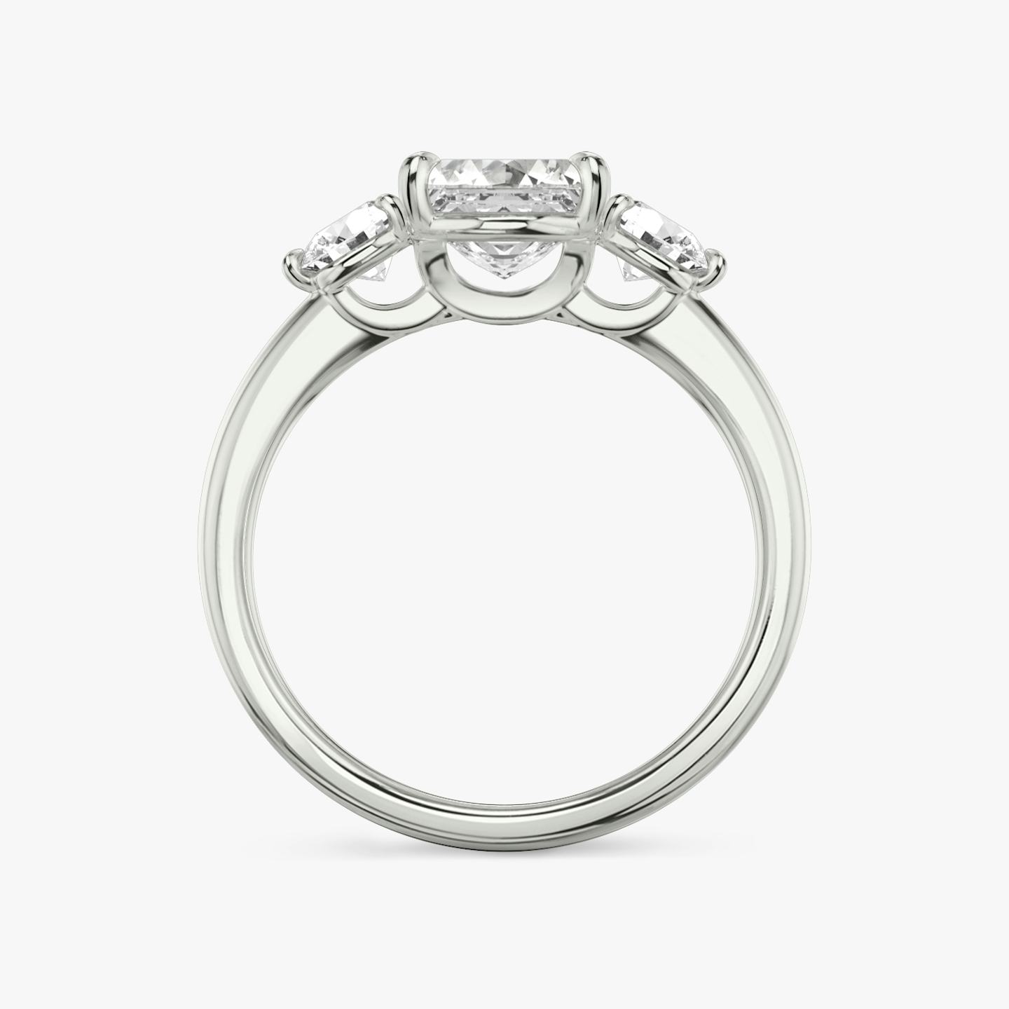 The Three Stone | Asscher | 18k | 18k White Gold | Band: Plain | Side stone carat: 1/4 | Side stone shape: Round Brilliant | Diamond orientation: vertical | Carat weight: See full inventory