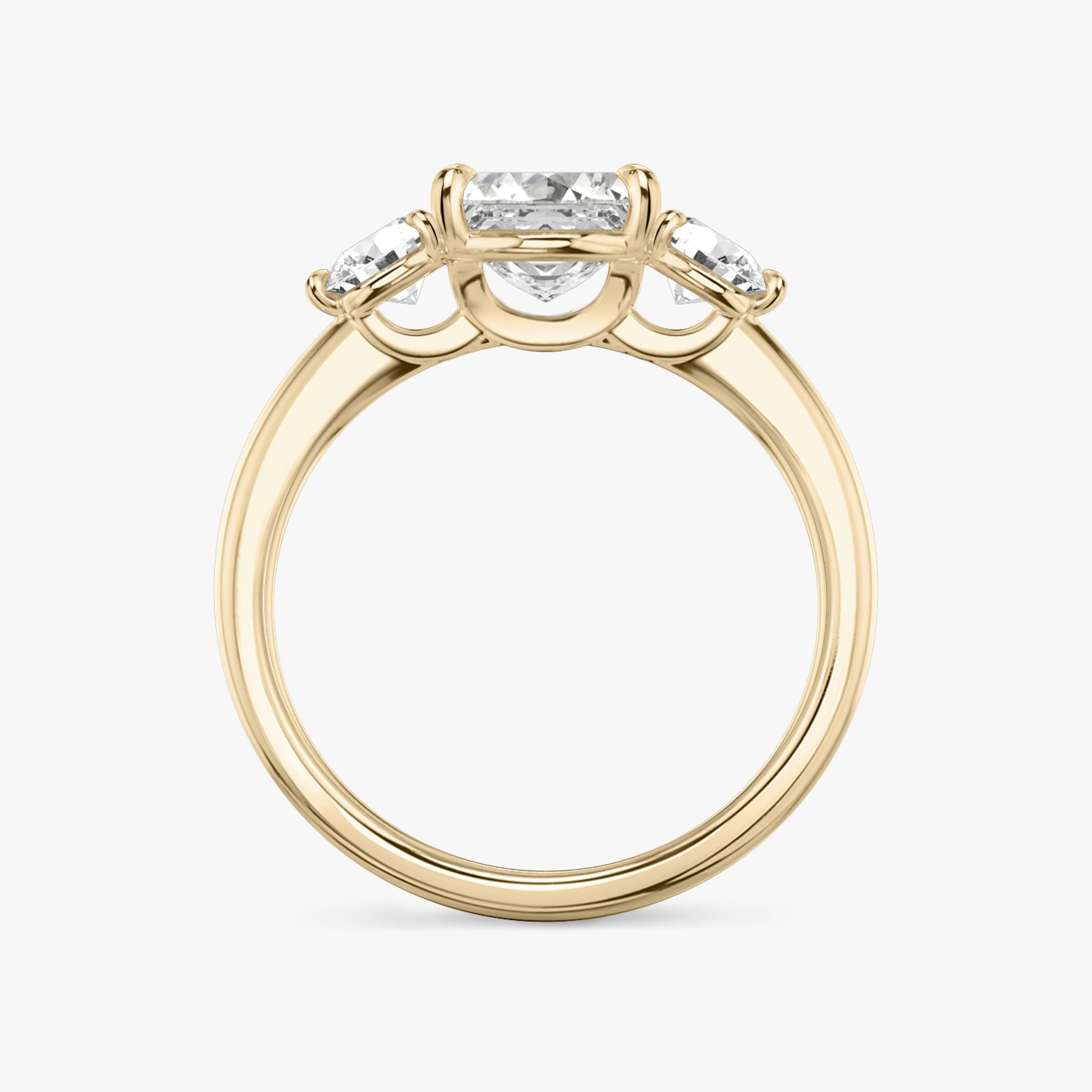 The Three Stone | Asscher | 14k | 14k Rose Gold | Band: Plain | Side stone carat: 1/4 | Side stone shape: Round Brilliant | Diamond orientation: vertical | Carat weight: See full inventory