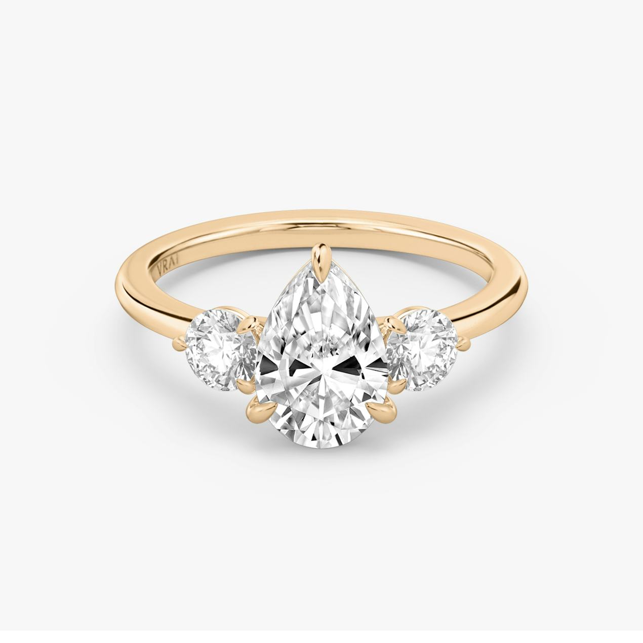 Three stone Pear Diamond Engagement Ring