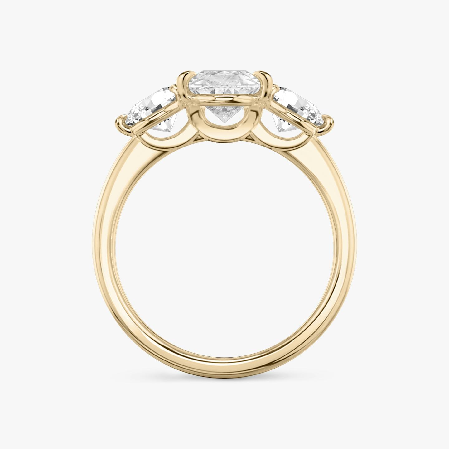 The Three Stone | Pear | 14k | 14k Rose Gold | Band: Plain | Side stone carat: 1/2 | Side stone shape: Round Brilliant | Diamond orientation: vertical | Carat weight: See full inventory