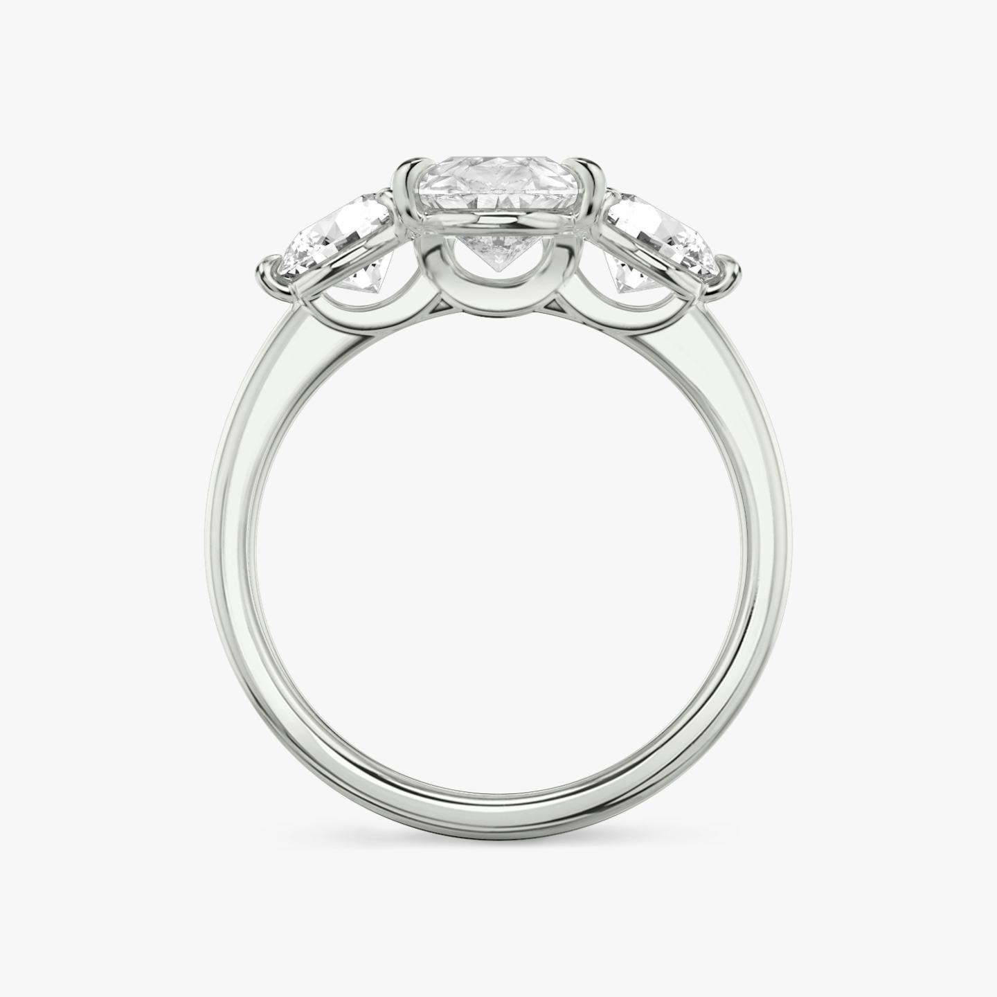 The Three Stone | Pear | 18k | 18k White Gold | Band: Plain | Side stone carat: 1/2 | Side stone shape: Round Brilliant | Diamond orientation: vertical | Carat weight: See full inventory