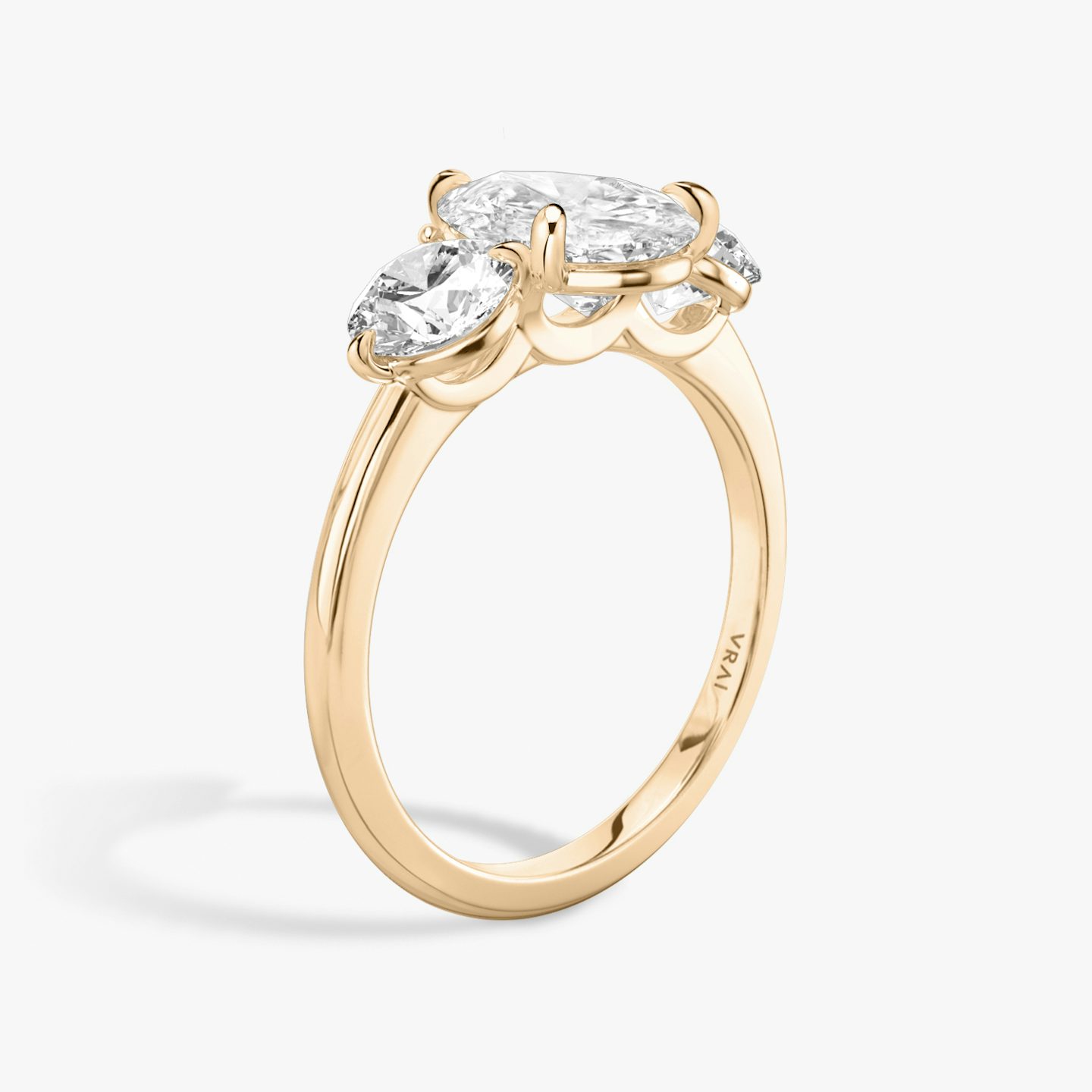 undefined | Pear | 14k | 14k Rose Gold | Band: Plain | Side stone carat: 1/2 | Side stone shape: Round Brilliant | Diamond orientation: vertical | Carat weight: See full inventory