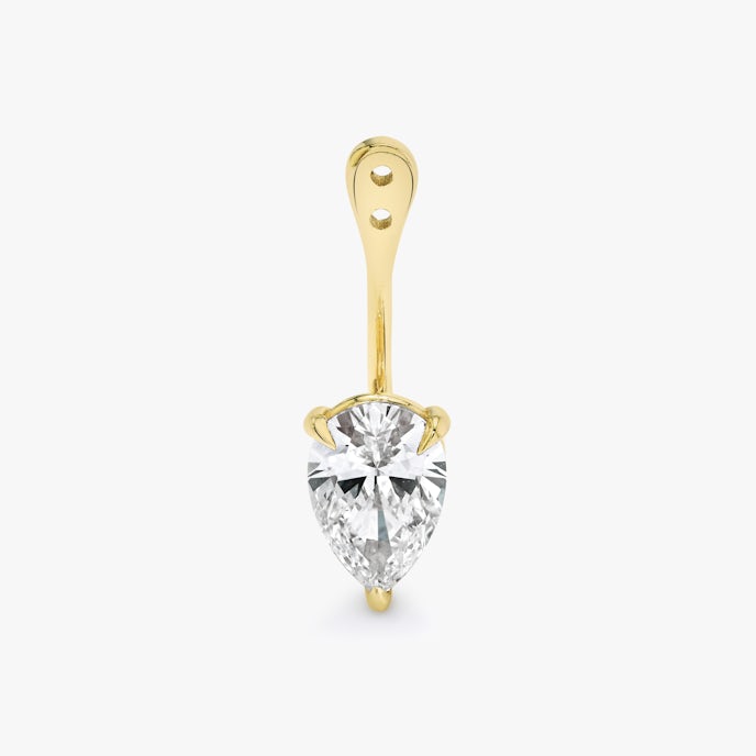 VRAI Solitaire Drop Ear JacketPear | Yellow Gold