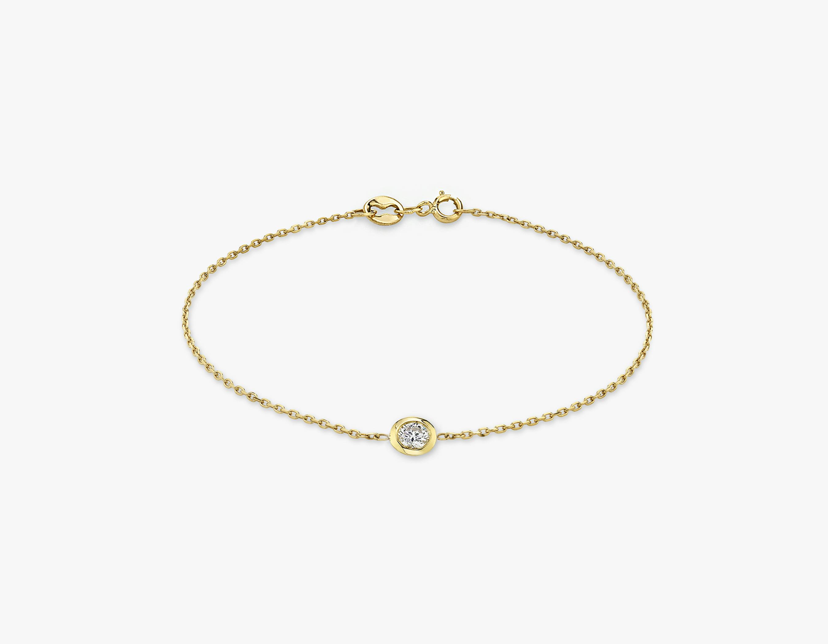 Bezel Set Diamond Bracelet, Cobalt Blue Silk Cord, 14K Yellow Gold Vermeil