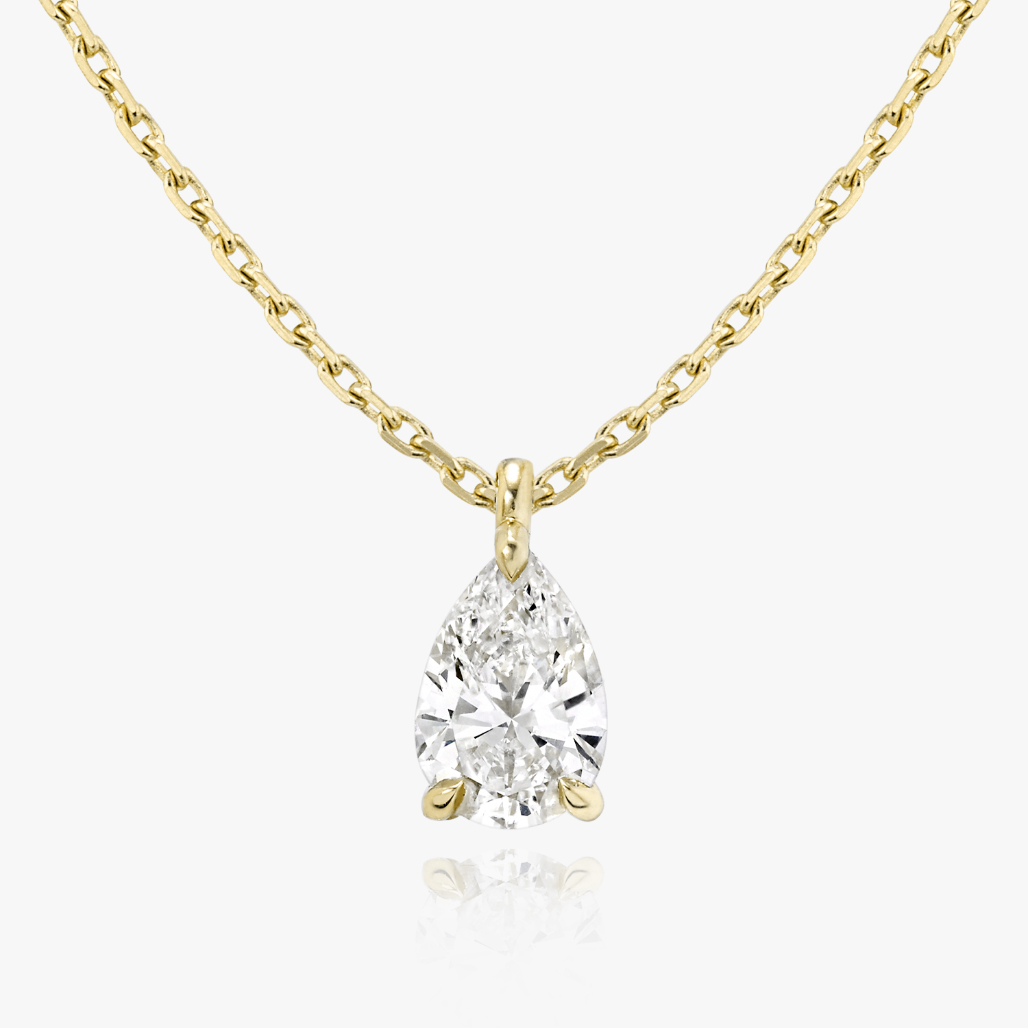 18kt yellow gold pear diamond necklace