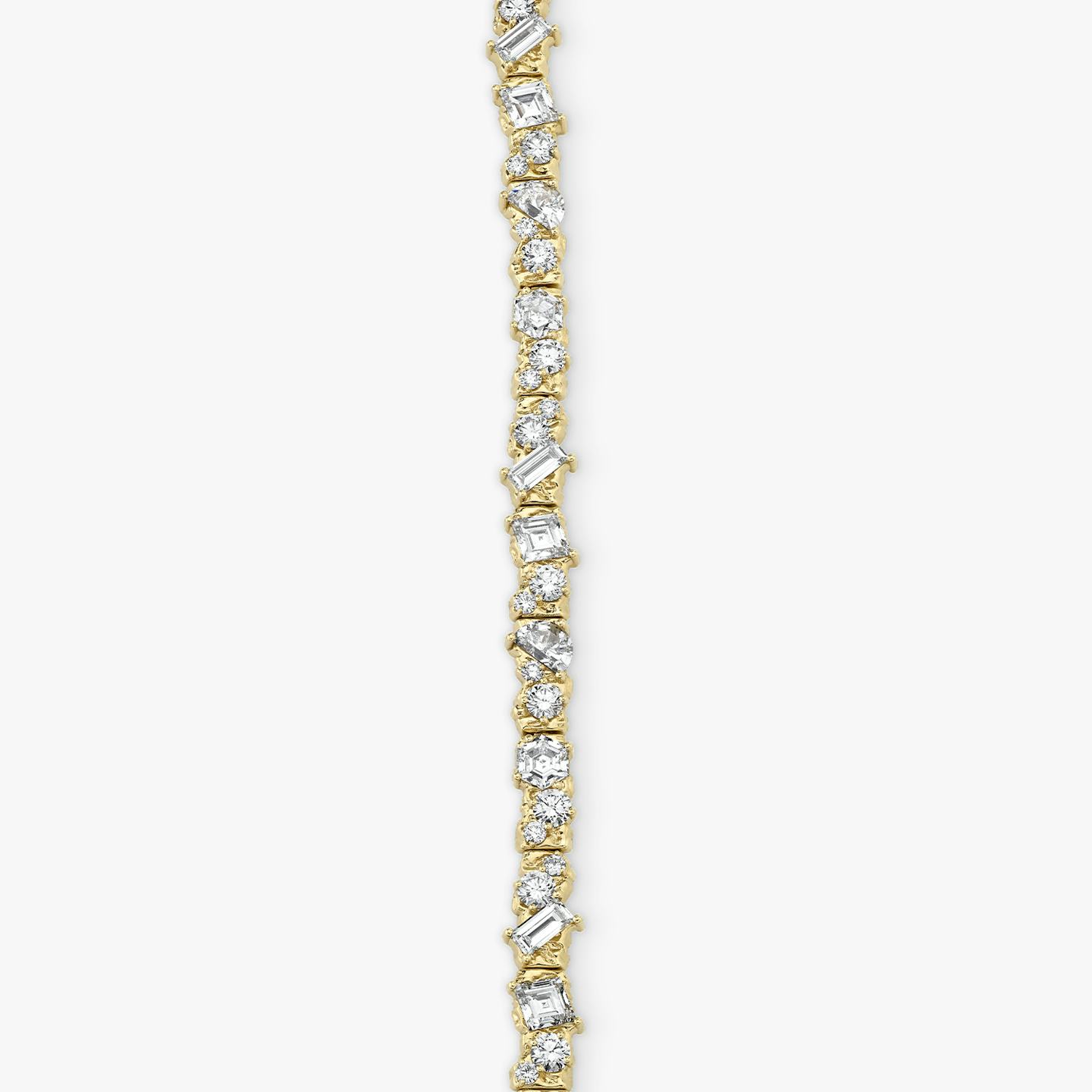 Unity Bracelet | lozenge+half-moon+hexagon+baguette+round-brilliant+marquise | 14k | 18k Yellow Gold | Chain length: 7