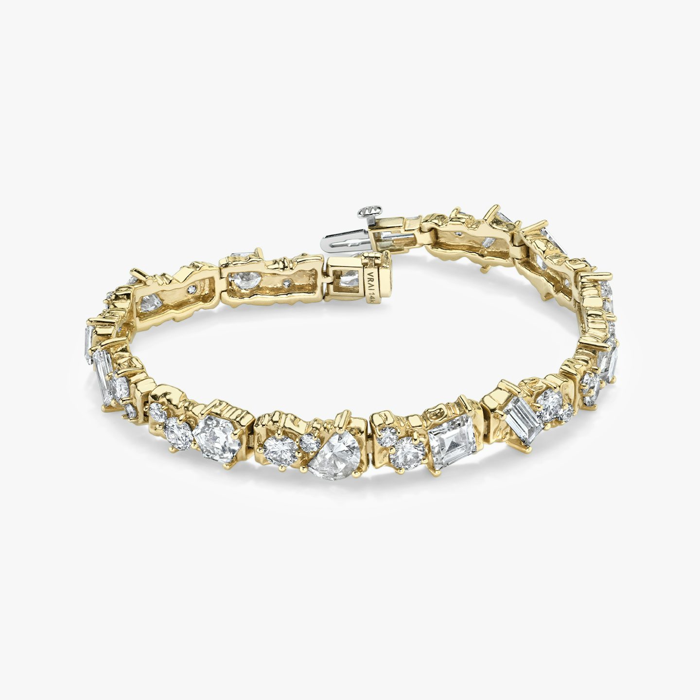 Bracelet Unity | lozenge+half-moon+hexagon+baguette+round-brilliant+marquise | 14k | Or jaune 18 carats | Longueur de la chaîne: 8