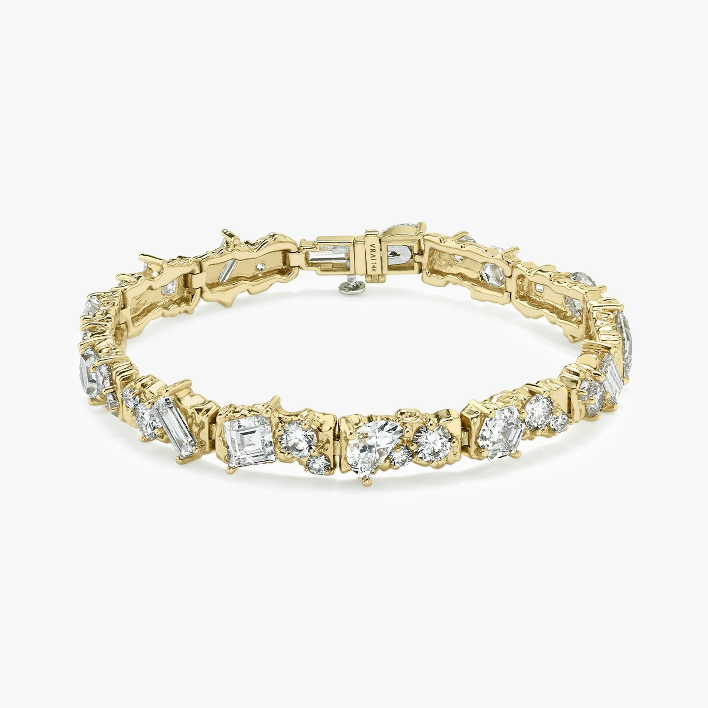 Unity Bracelet | lozenge+half-moon+hexagon+baguette+round-brilliant+marquise | 14k | 18k Yellow Gold | Chain length: 8