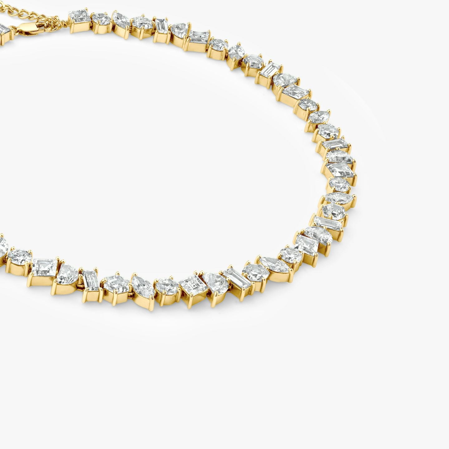 Illuminate Halskette | lozenge+half-moon+hexagon+baguette+round-brilliant+marquise | 14k | 18k Gelbgold