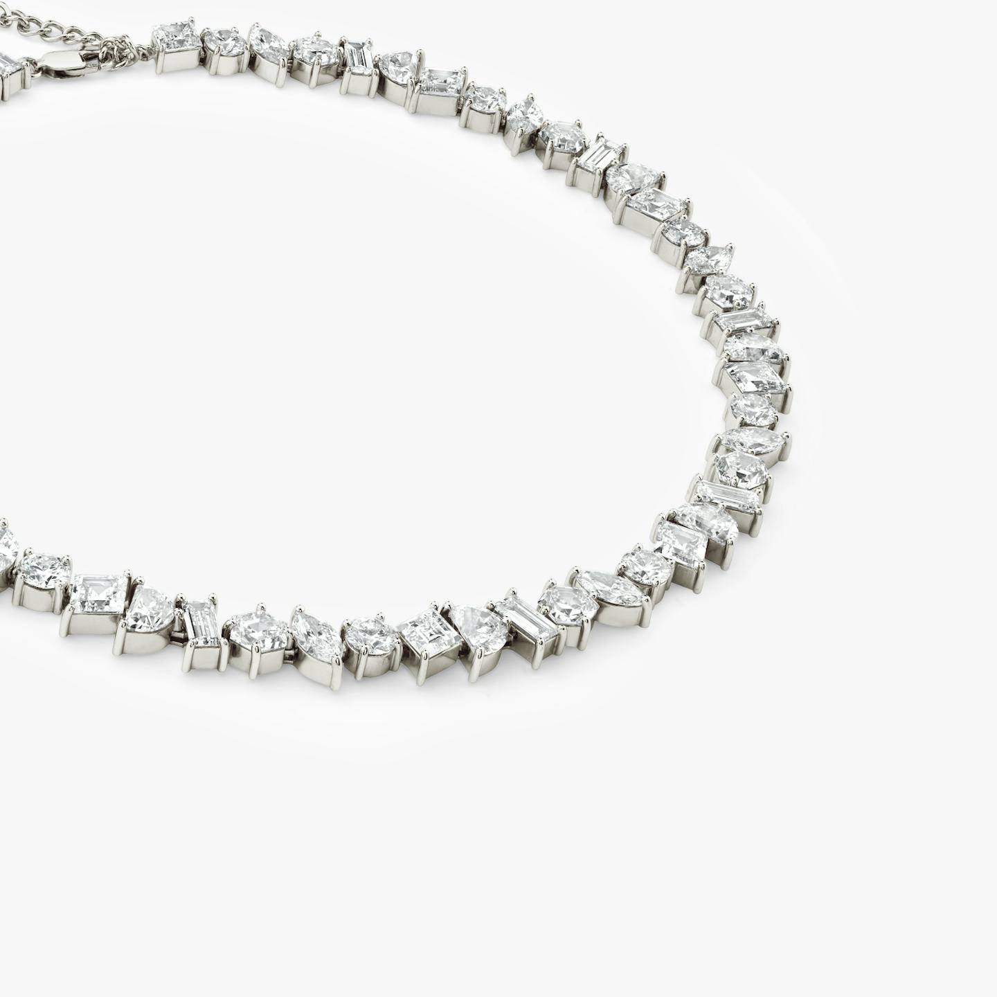 Illuminate Halskette | lozenge+half-moon+hexagon+baguette+round-brilliant+marquise | 14k | 18k Weißgold
