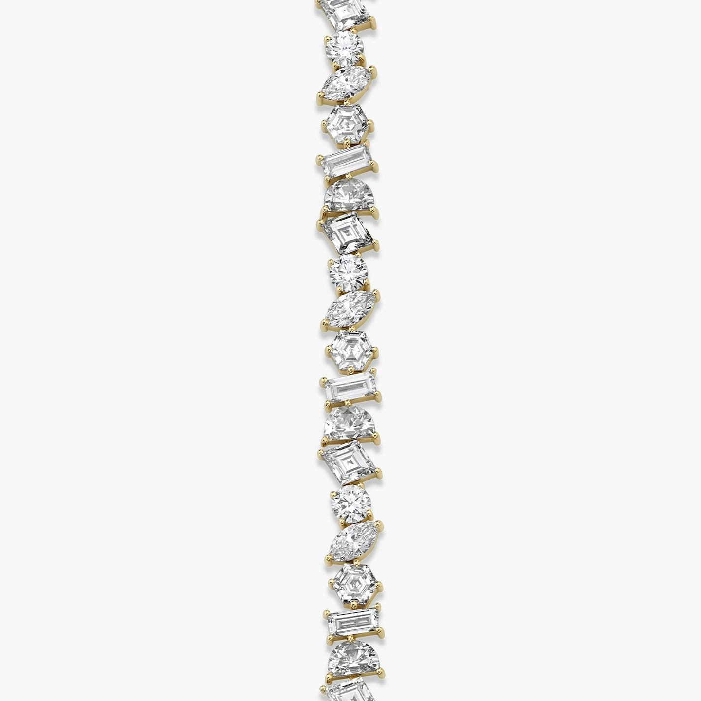 Illuminate Bracelet | baguette+lozenge+hexagon+marquise+round-brilliant+half-moon | 14k | 18k Yellow Gold | Chain length: 8