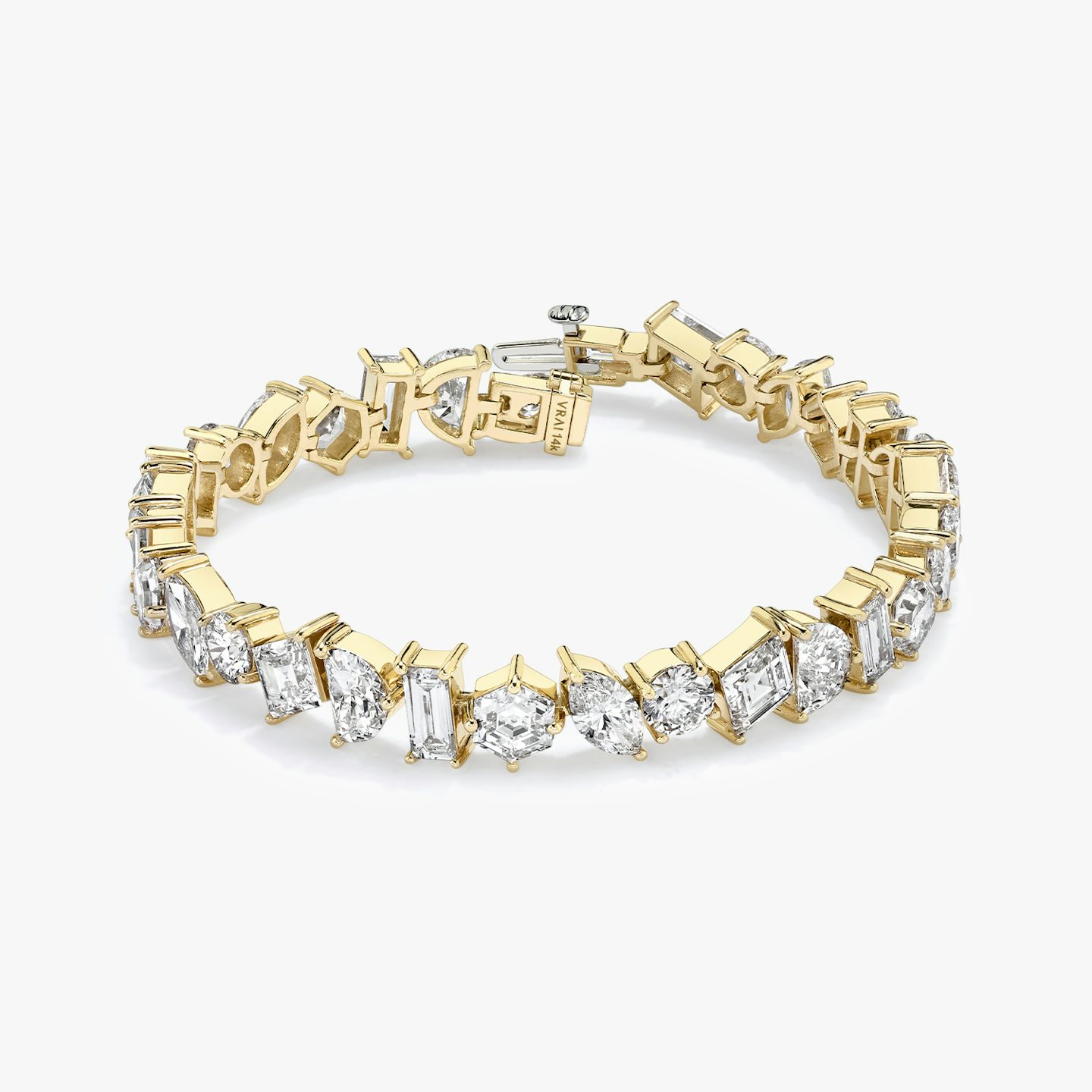 Illuminate Bracelet | baguette+lozenge+hexagon+marquise+round-brilliant+half-moon | 14k | yellow-gold | chainLength: 8