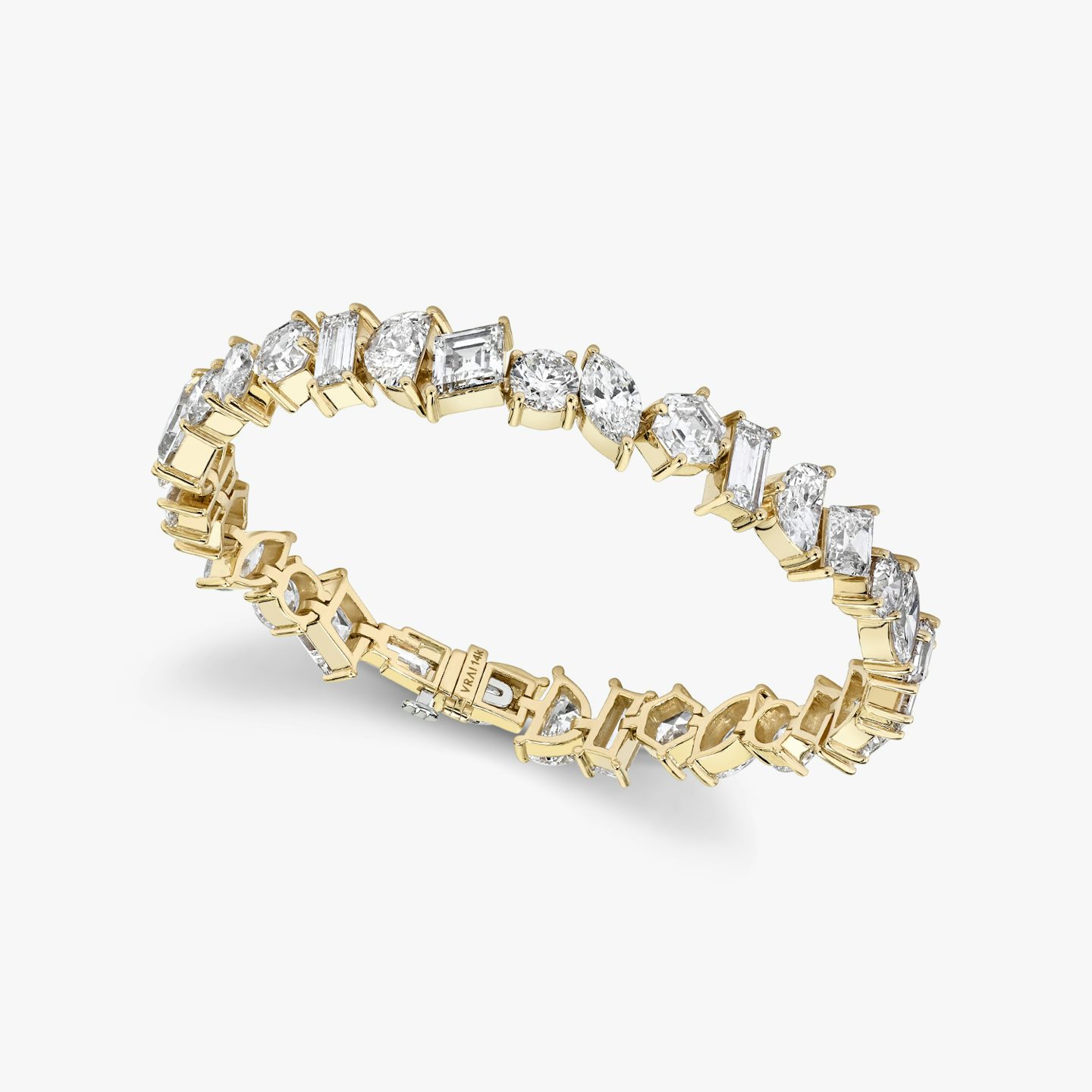 Bracelet Illuminate | baguette+lozenge+hexagon+marquise+round-brilliant+half-moon | 14k | Or jaune 18 carats | Longueur de la chaîne: 8