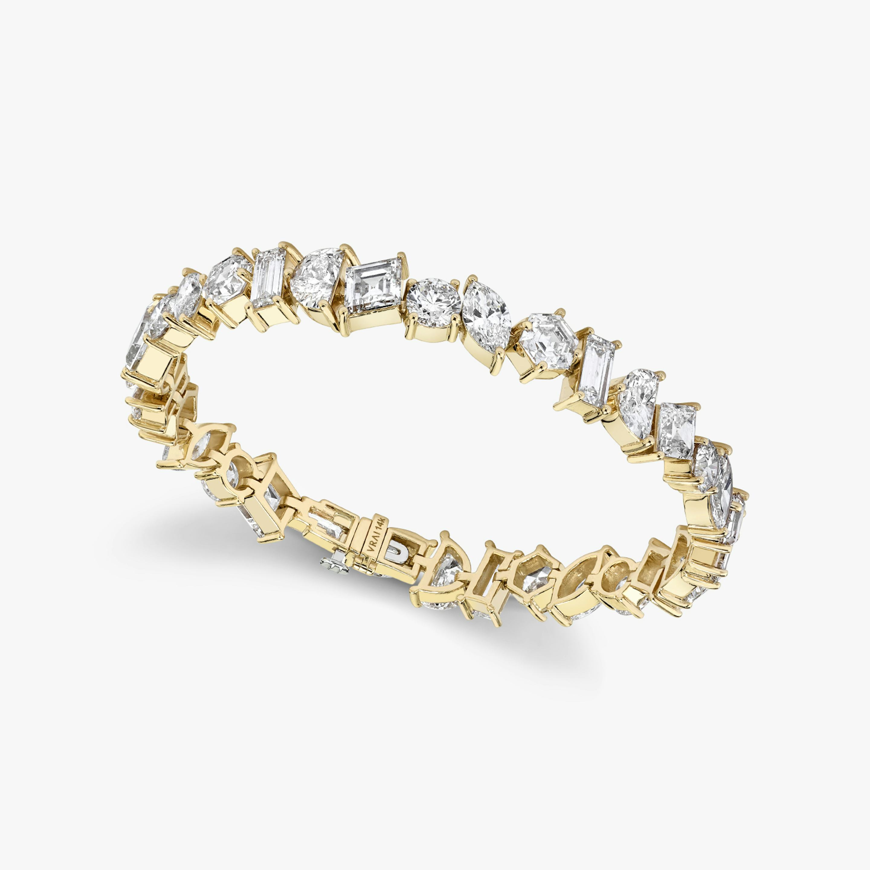 Illuminate Bracelet | baguette+lozenge+hexagon+marquise+round-brilliant+half-moon | 14k | 18k Yellow Gold | Chain length: 7